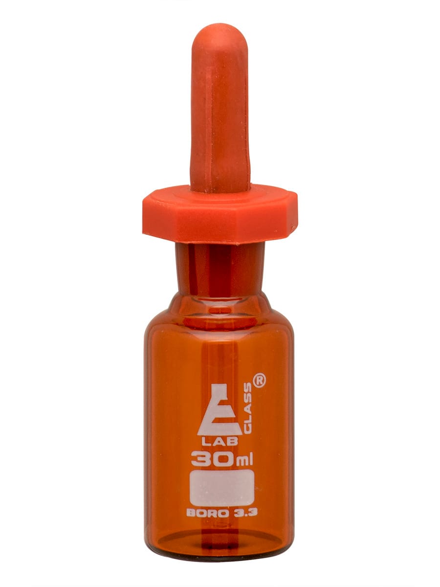 Eisco Amber Glass Dropping Bottles HDPE Stopper Head