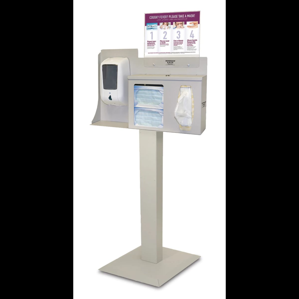 Bowman Single-Lock Touchless Hygiene System with Sign Holder, Steel