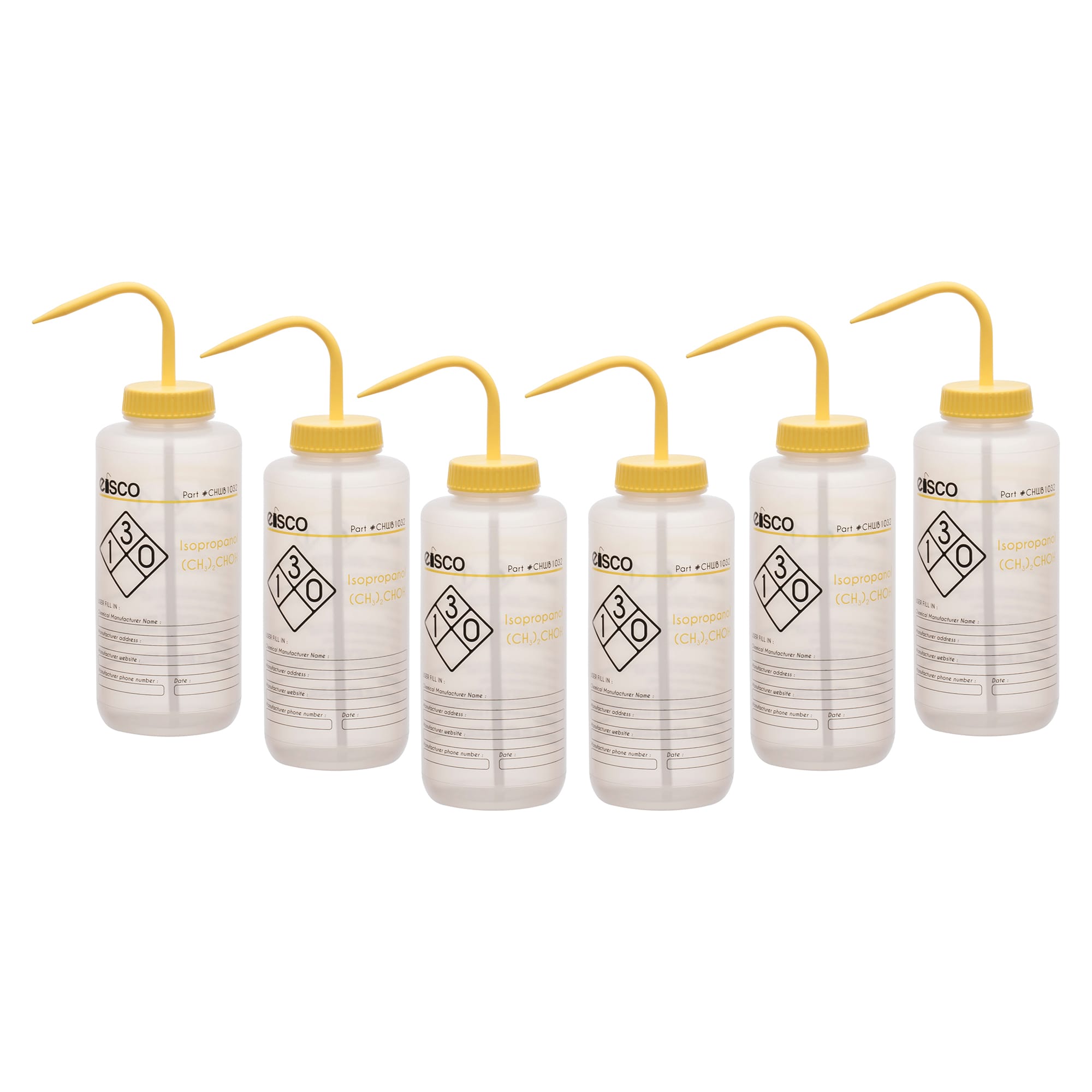 Performance Plastic Chemical Wash Bottles, 1000 ml, 2 Color Label, Eisco Scientific
