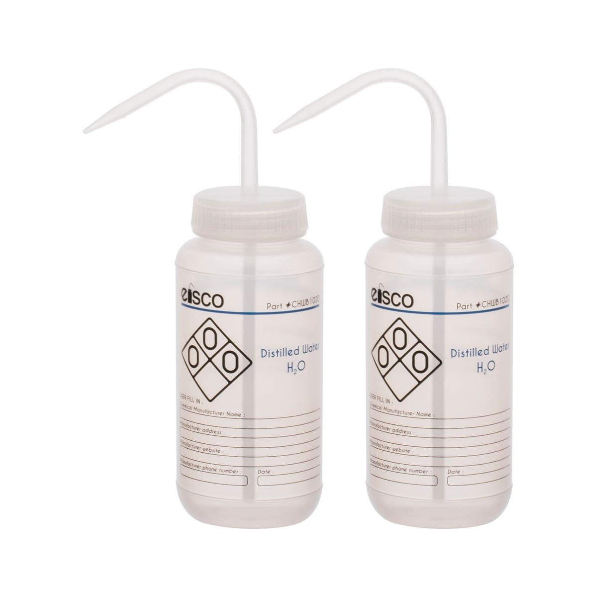 Performance Plastic Chemical Wash Bottles, 500 ml, 2 Color Label