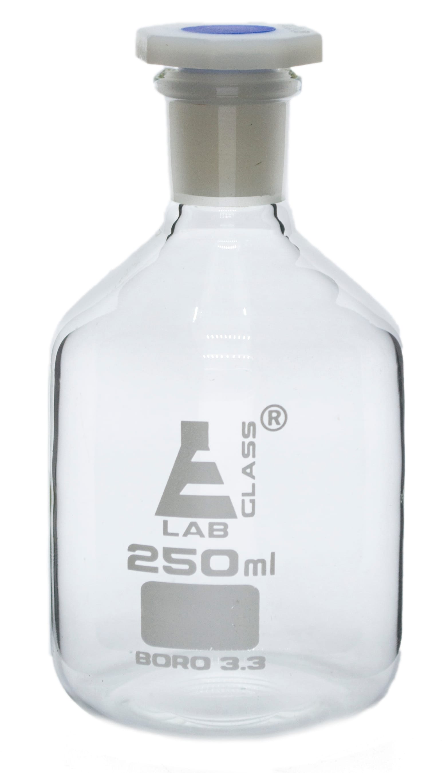 Eisco LabGlass® Reagent Bottles with Polypropylene Stopper, Narrow Mouth