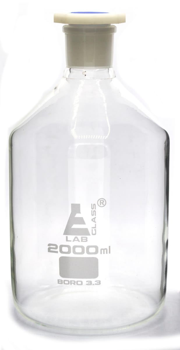 Eisco LabGlass® Reagent Bottles with Polypropylene Stopper, Narrow Mouth