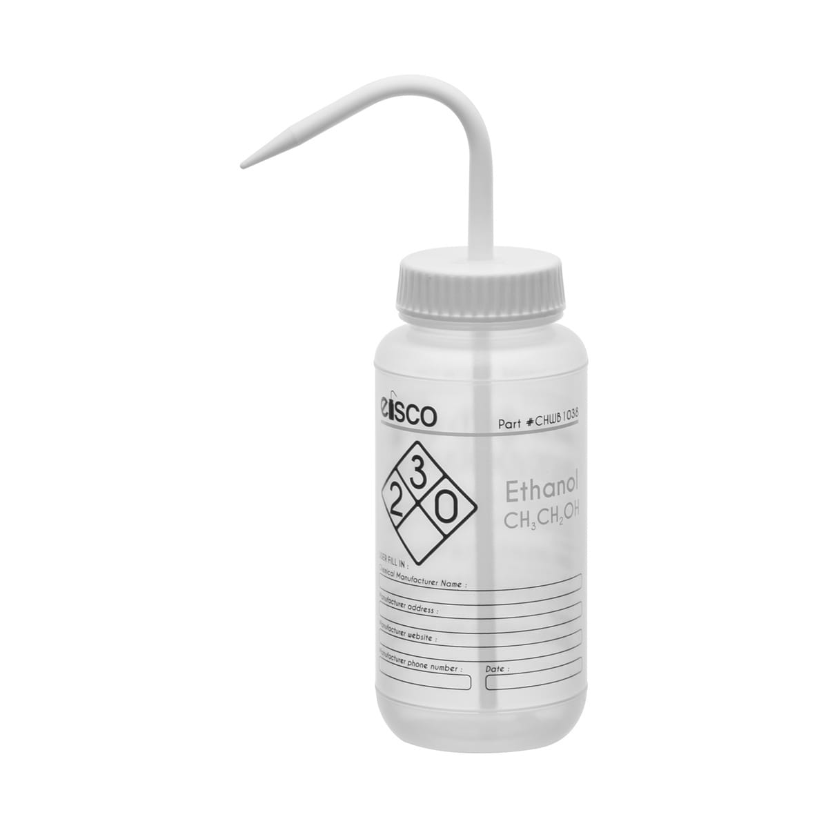 Performance Plastic Chemical Wash Bottles, 500 ml, 2 Color Label