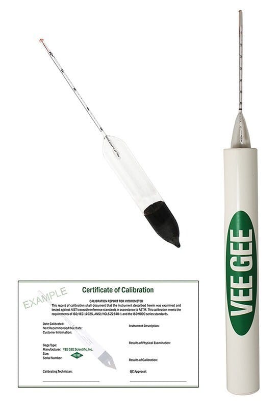 Alcohol Hydrometers, Proof Scale, IRS Specification, with Certification