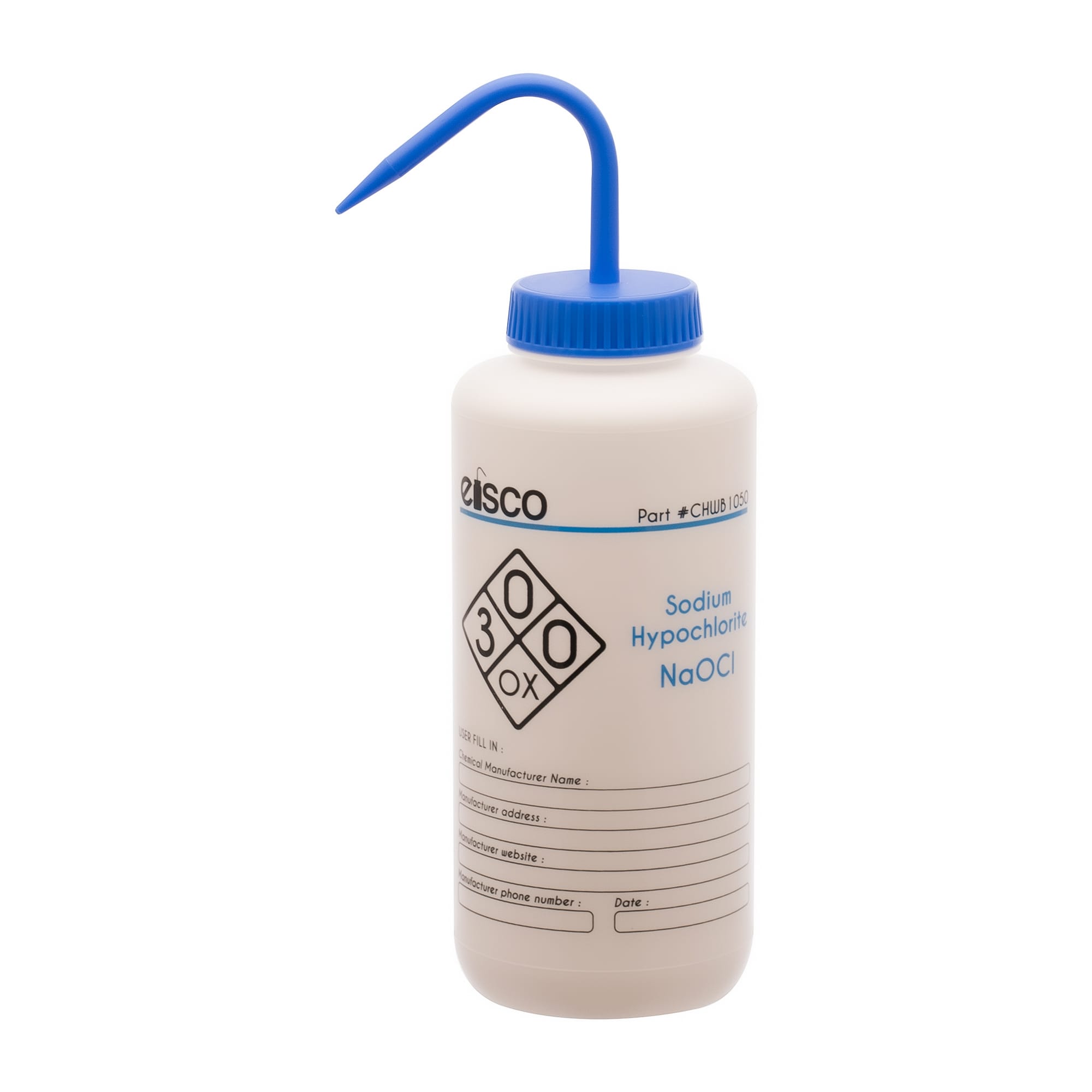 Performance Plastic Chemical Wash Bottles, 1000 ml, 2 Color Label, Eisco Scientific