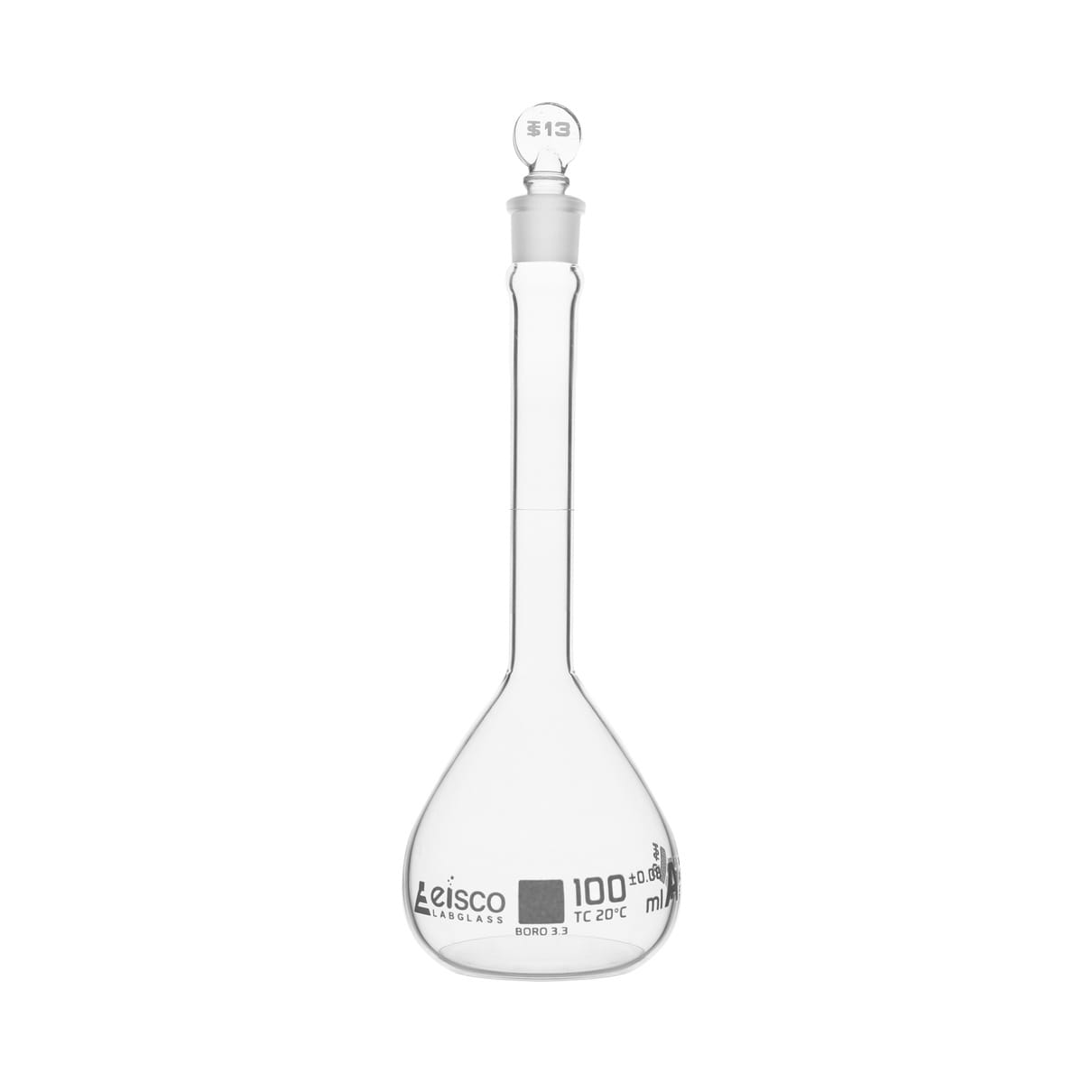 Eisco Glass Volumetric Flasks with Glass Stopper, ASTM Class A