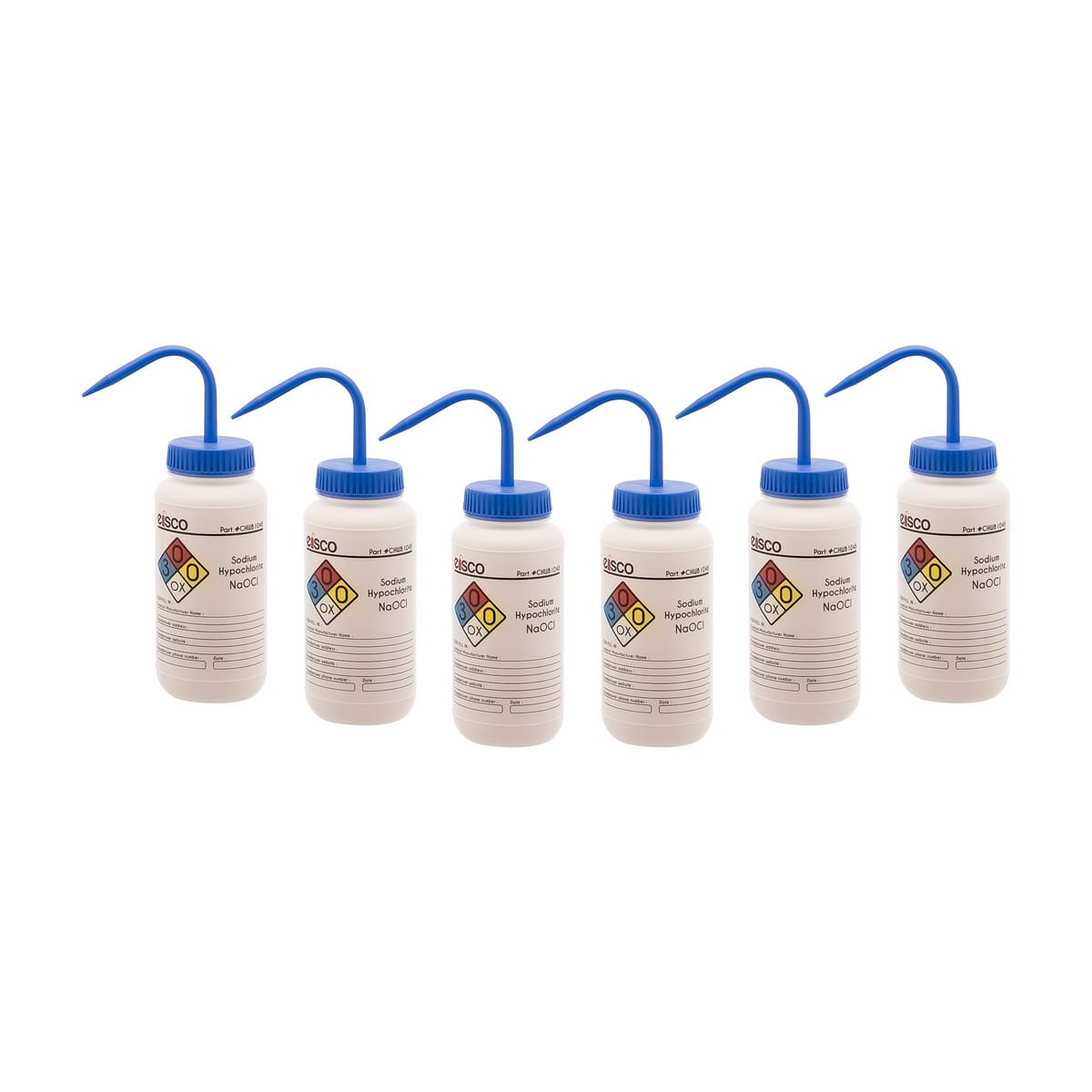 Performance Plastic Chemical Wash Bottles, 500 ml, 4 Color Label