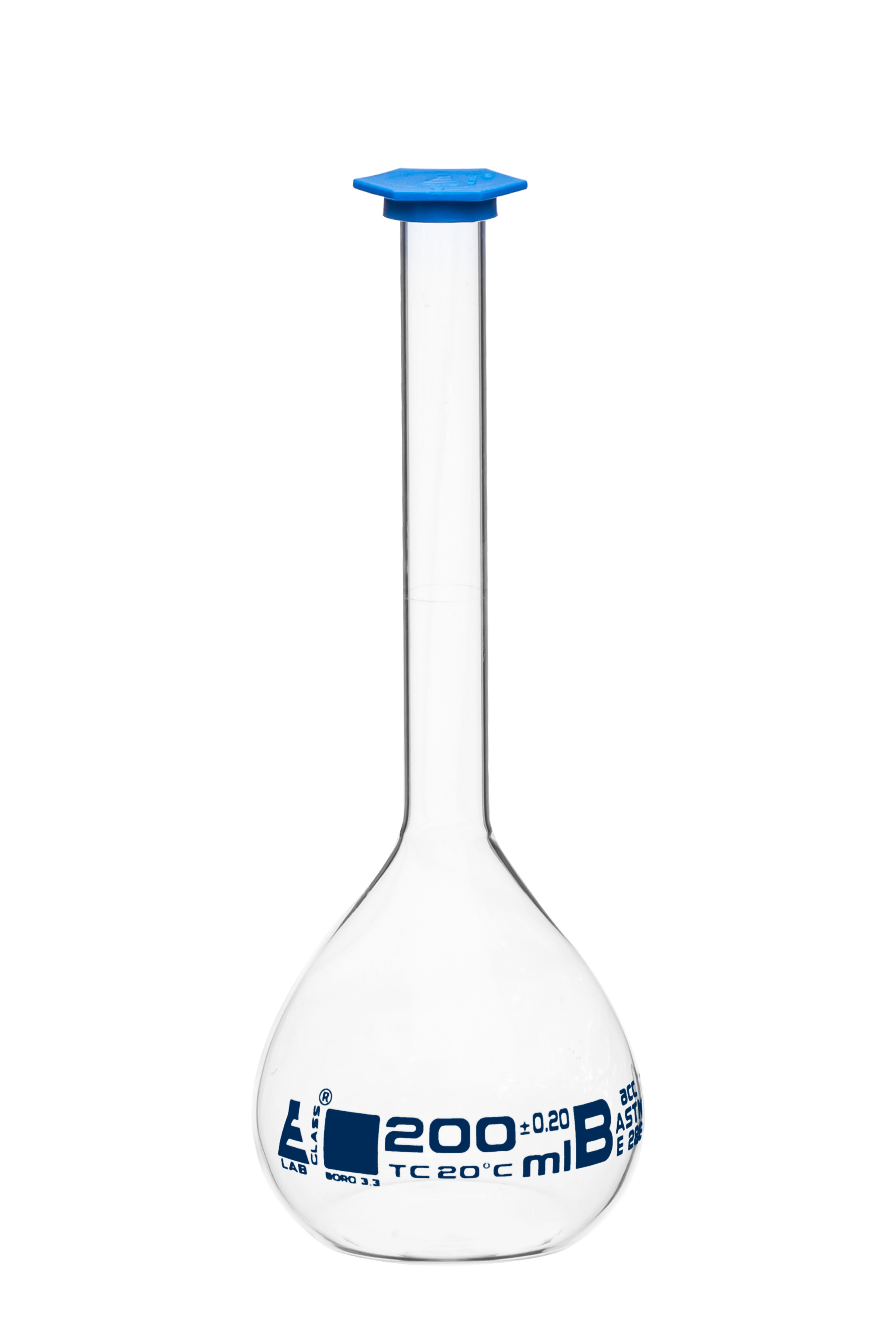 Eisco Glass Volumetric Flasks with Snap Cap, ASTM Class B