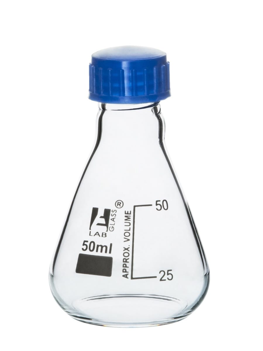 Eisco LabGlass® Erlenmeyer Flasks with Polypropylene Screw Cap