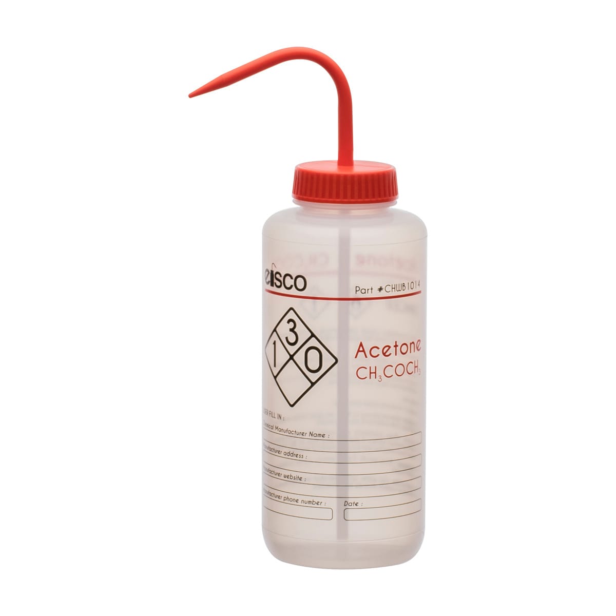 Performance Plastic Chemical Wash Bottles, 1000 ml, 2 Color Label, Eisco Scientific