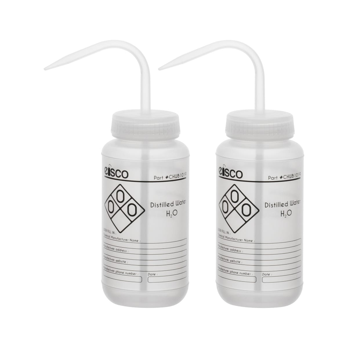 Performance Plastic Chemical Wash Bottles, 500 ml, 1 Color Label, Eisco Scientific