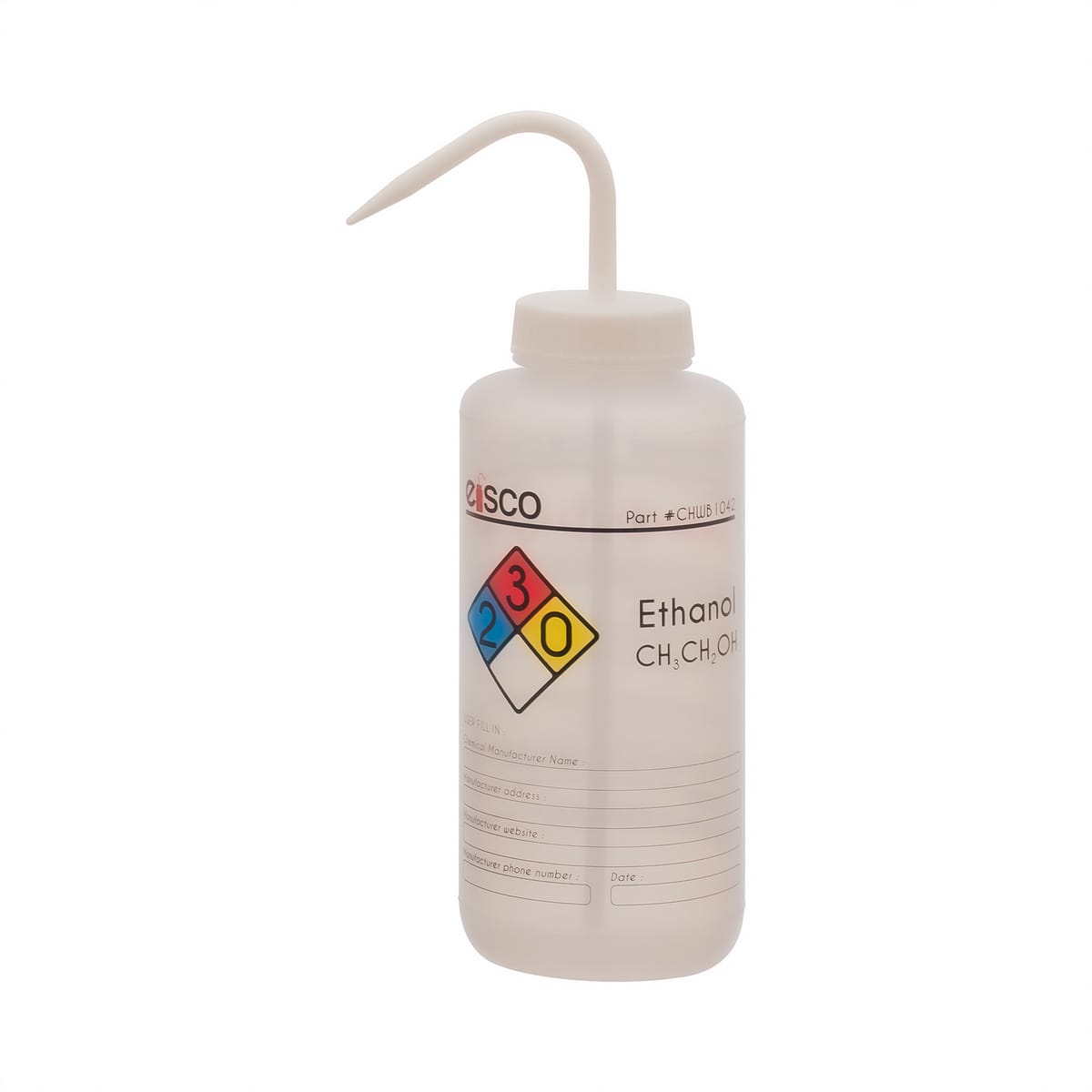 Performance Plastic Chemical Wash Bottles, 1000 ml, 4 Color Label