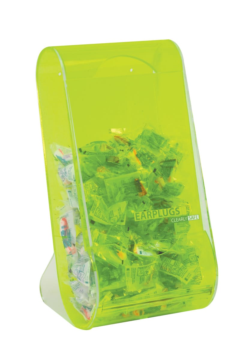 Clearly Safe® Acrylic Earplug Dispenser Counter or Wall Mount, Green