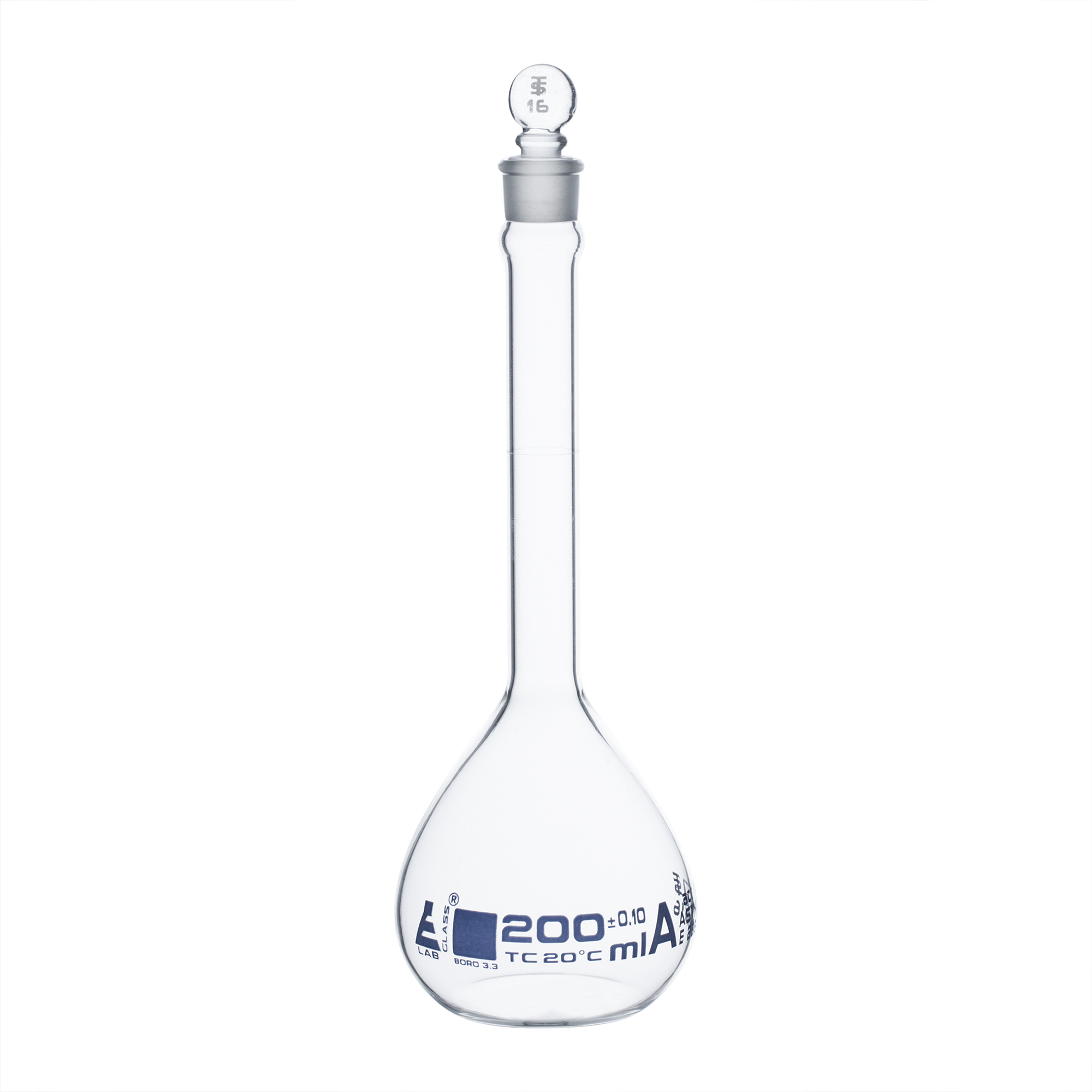 Eisco Glass Volumetric Flasks with Glass Stopper, ASTM Class A