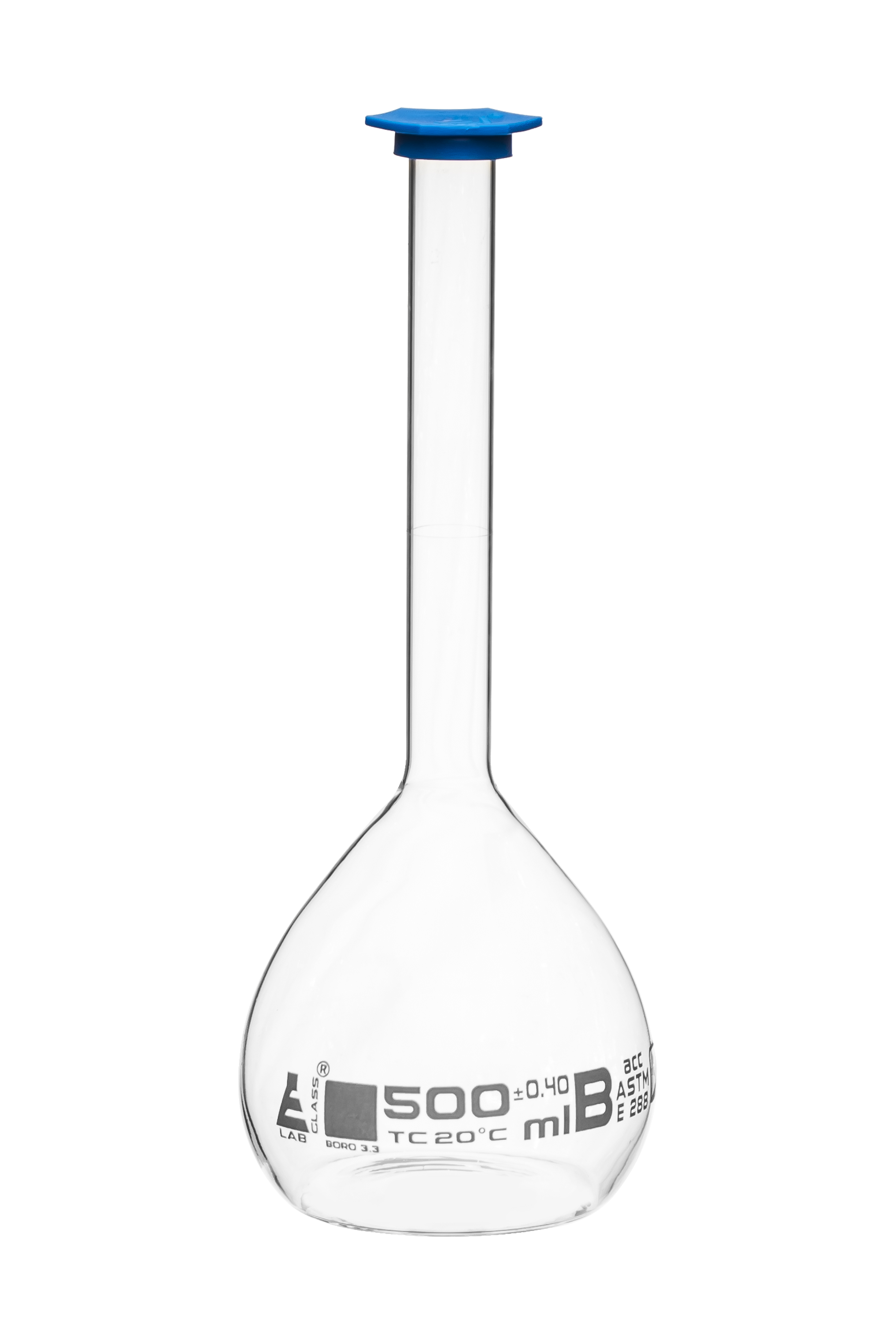 Eisco Glass Volumetric Flasks with Snap Cap, ASTM Class B