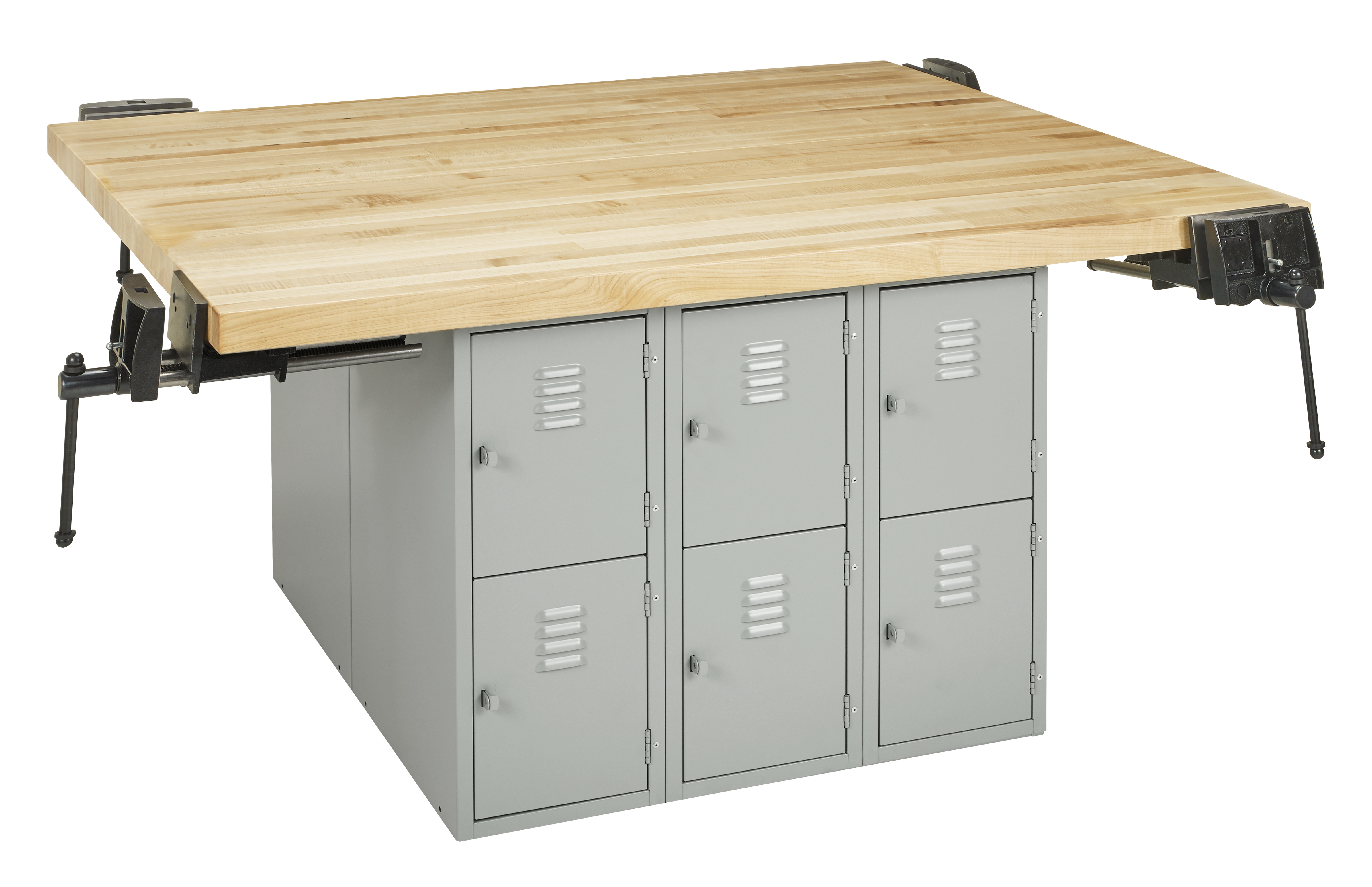 Four-Station Workbenches with Lockers