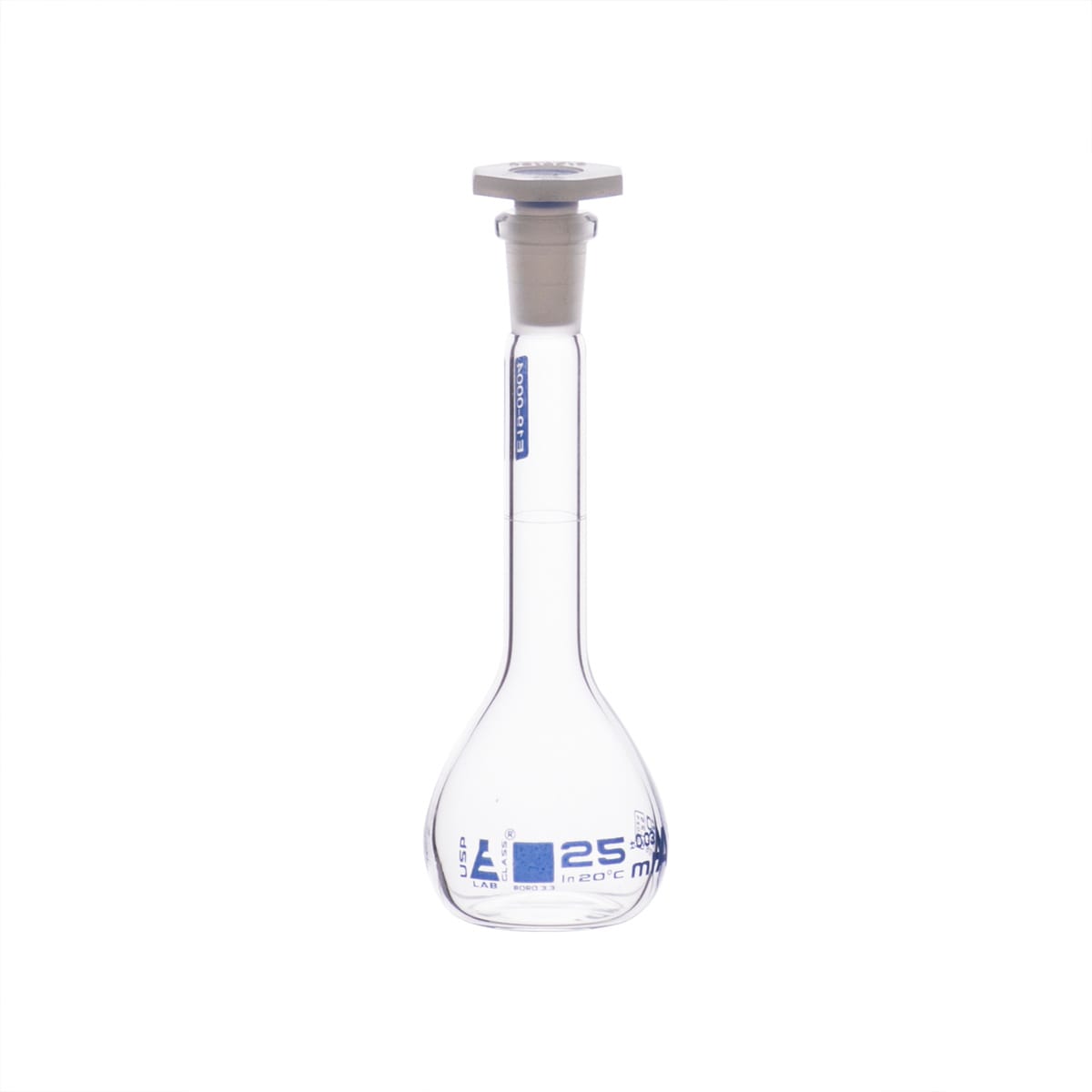 Eisco Glass Volumetric Flasks with PE Stopper, Class A, USP, Includes Calibration Certificate