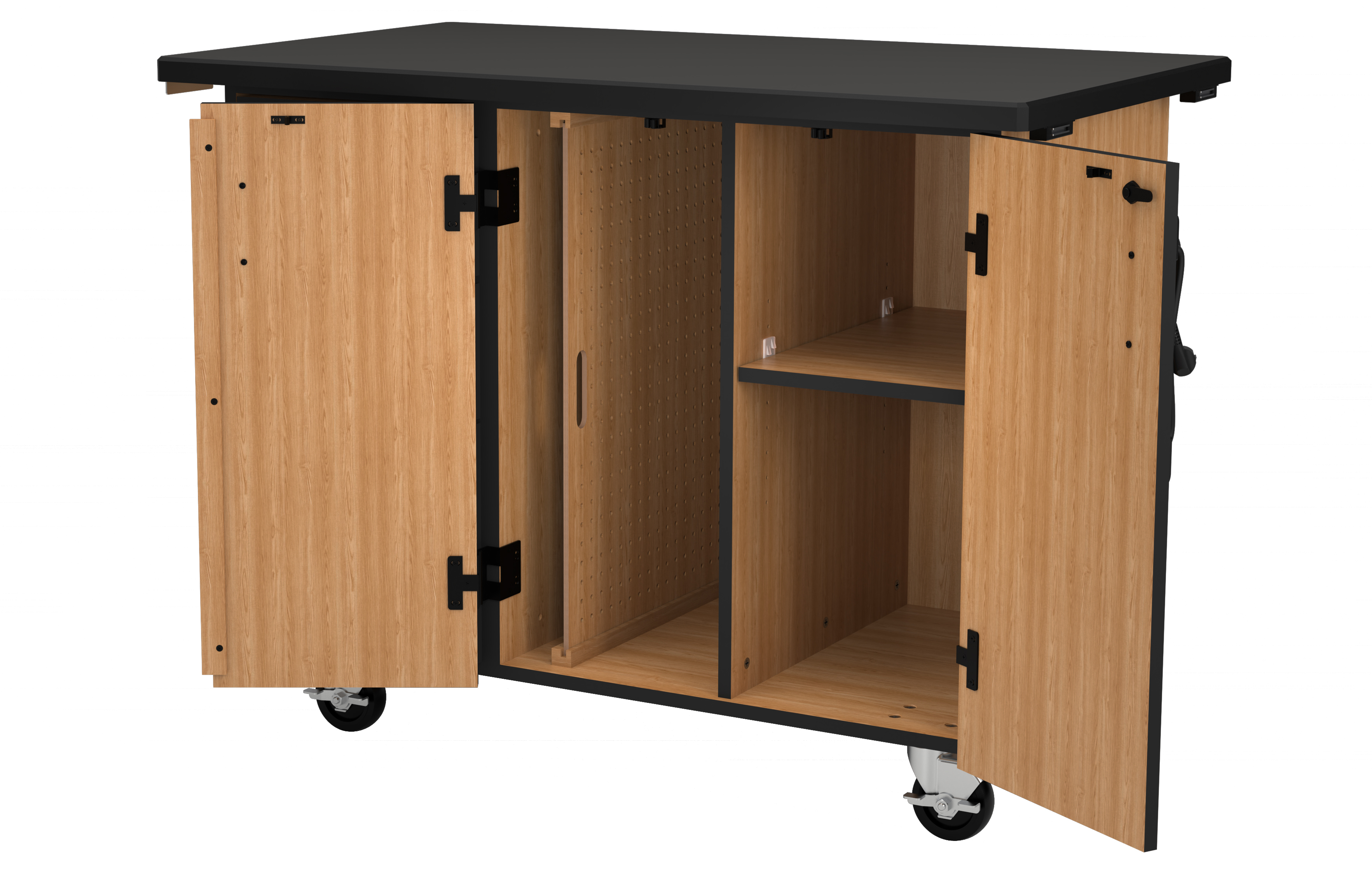 NPS® Mobile Science Cart with External Drawers and Pegboard