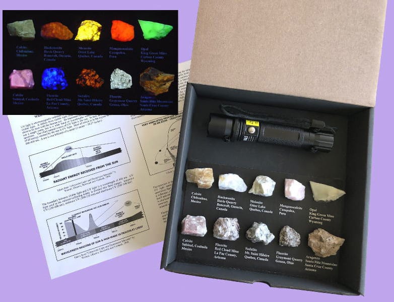 Fluorescent Mineral Collection with UV Lamp