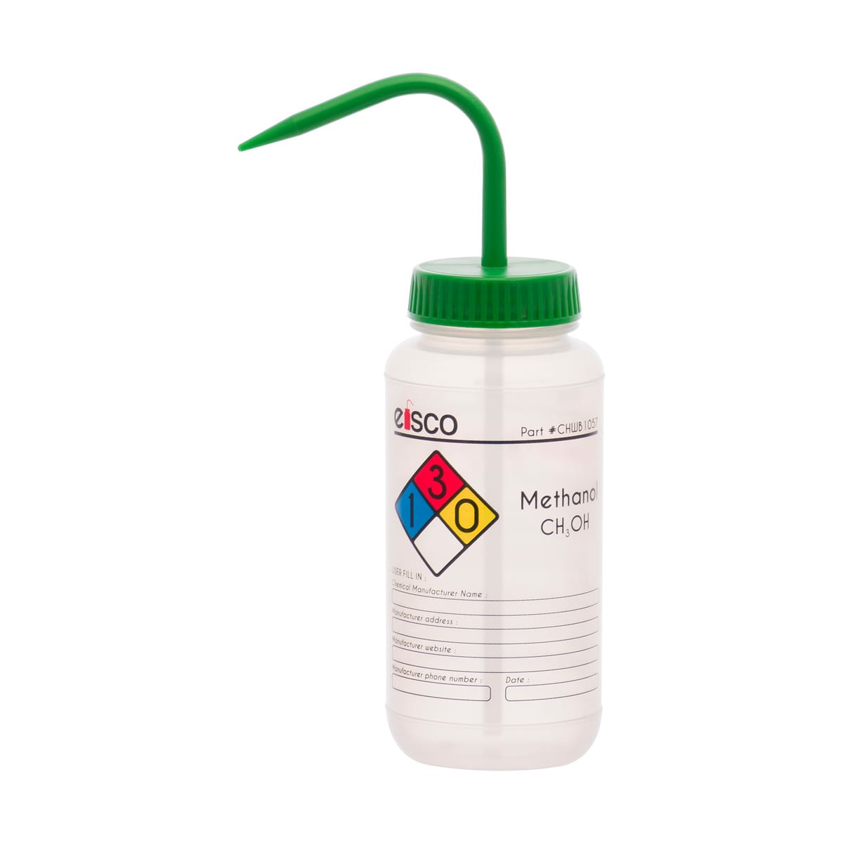 Performance Plastic Chemical Wash Bottles, 500 ml, 4 Color Label