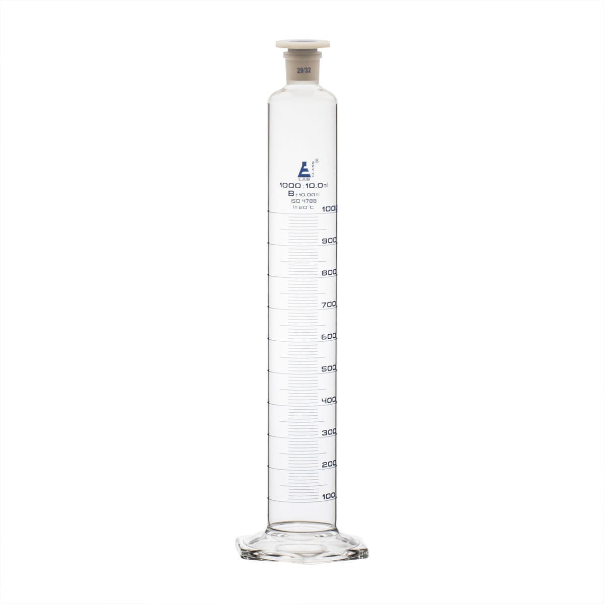 Eisco Glass Graduated Cylinders with Stopper and Hexagonal Base - Class B