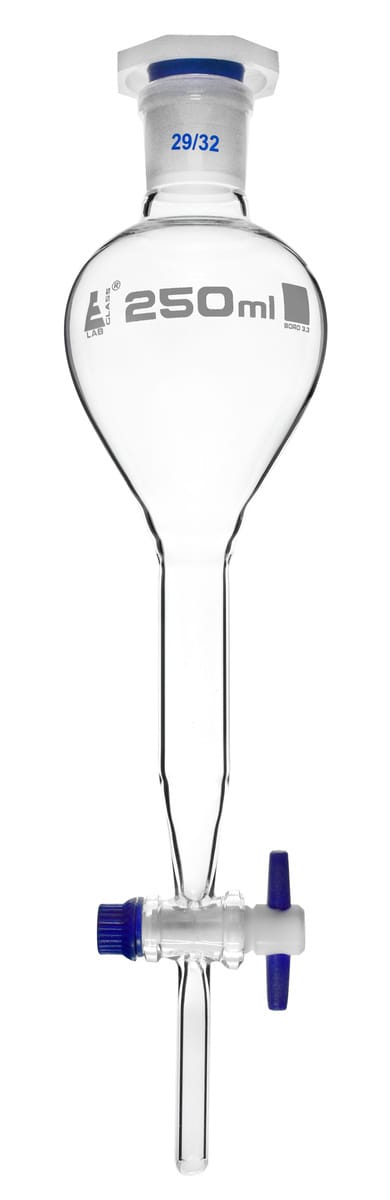 Eisco Glass Gilson Separatory Funnels with PTFE Stopcock