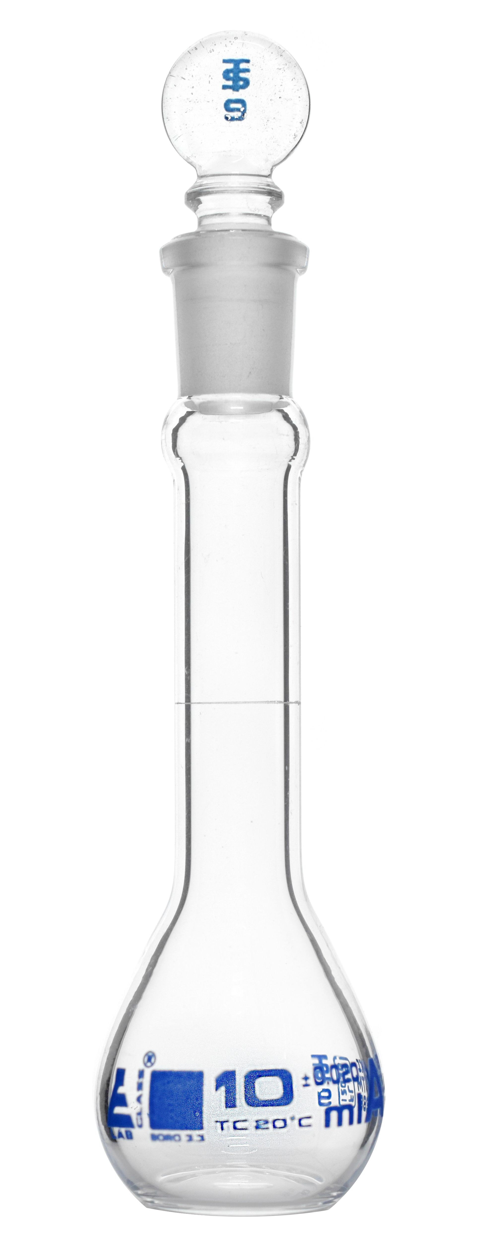 Eisco Glass Volumetric Flasks with Glass Stopper, ASTM Class A