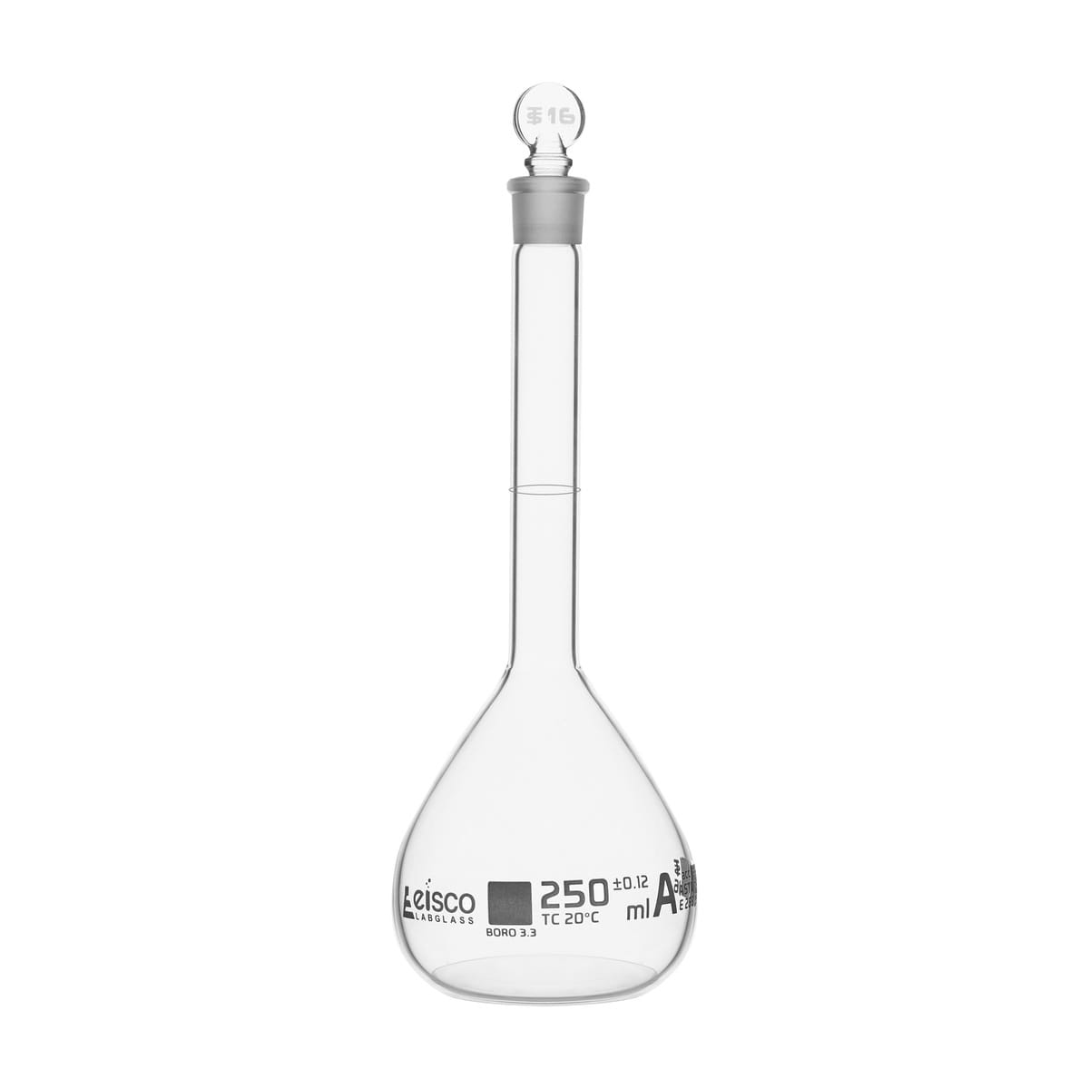 Eisco Glass Volumetric Flasks with Glass Stopper, ASTM Class A