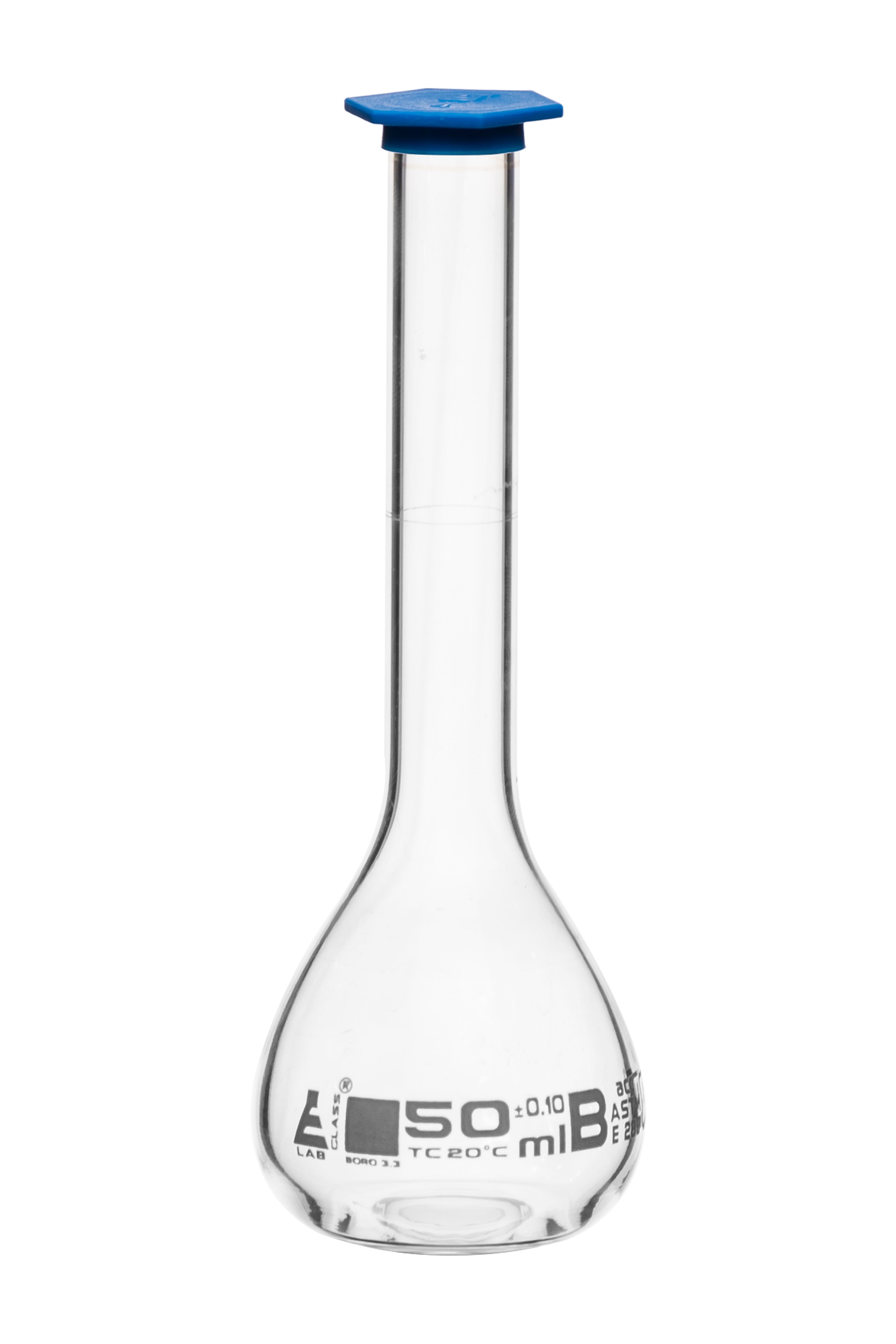 Eisco Glass Volumetric Flasks with Snap Cap, ASTM Class B
