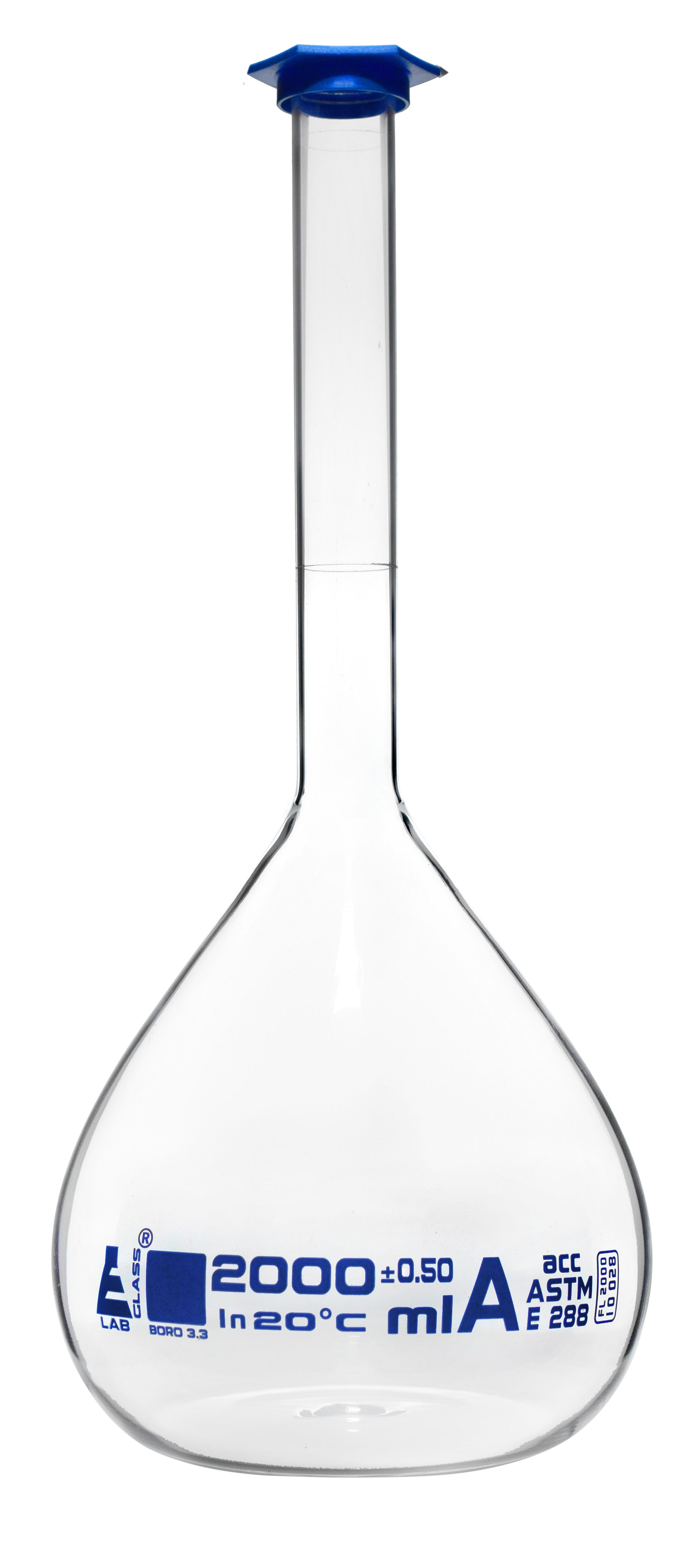 Eisco Glass Volumetric Flasks with Snap Cap, ASTM Class A