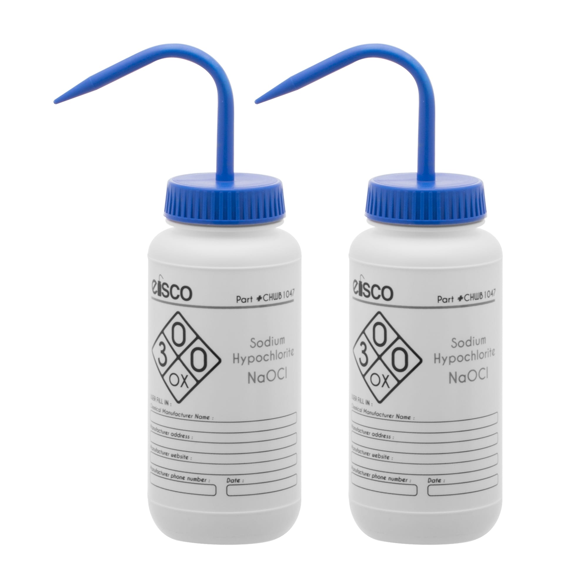 Performance Plastic Chemical Wash Bottles, 500 ml, 2 Color Label