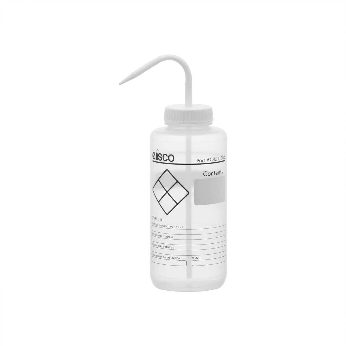 Chemical Wash Bottle, Blank Labels