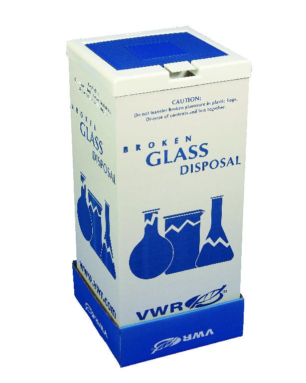 VWR® Broken Glass Disposal Cartons, Color-Coded Lids