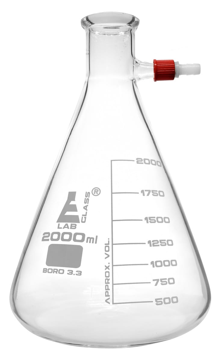 Eisco LabGlass® Filtering Flasks with Plastic Fitted Integral Side Arm, Heavy Wall