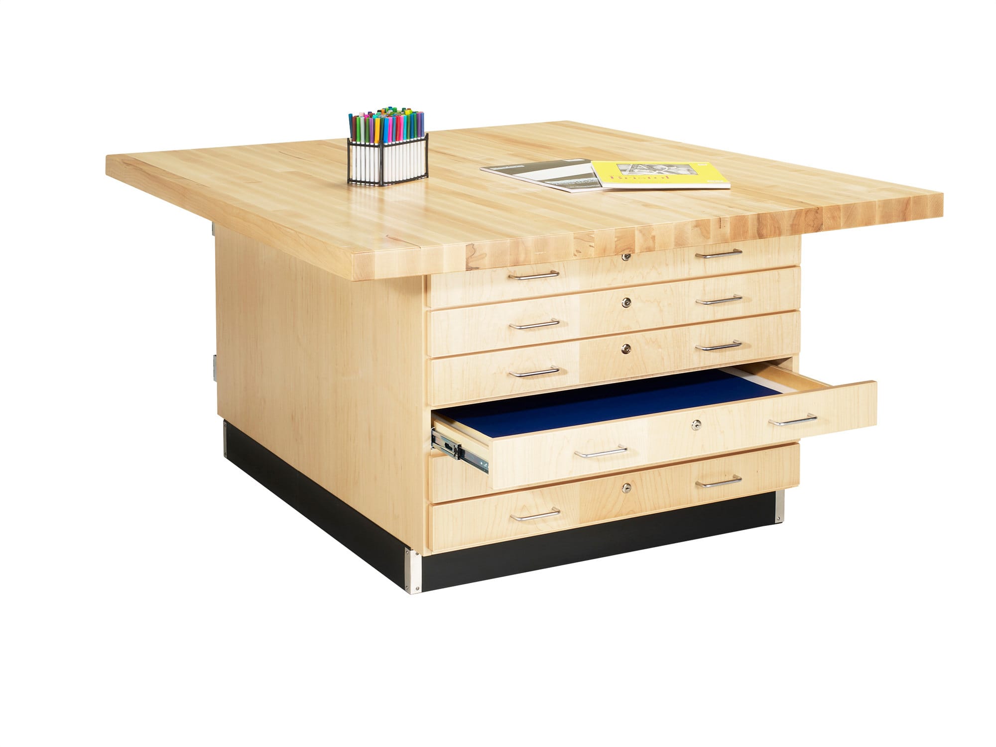Four-Station Workbenches with Cabinet Doors