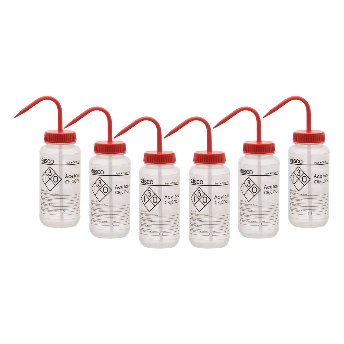 Performance Plastic Chemical Wash Bottles, 500 ml, 1 Color Label, Eisco Scientific