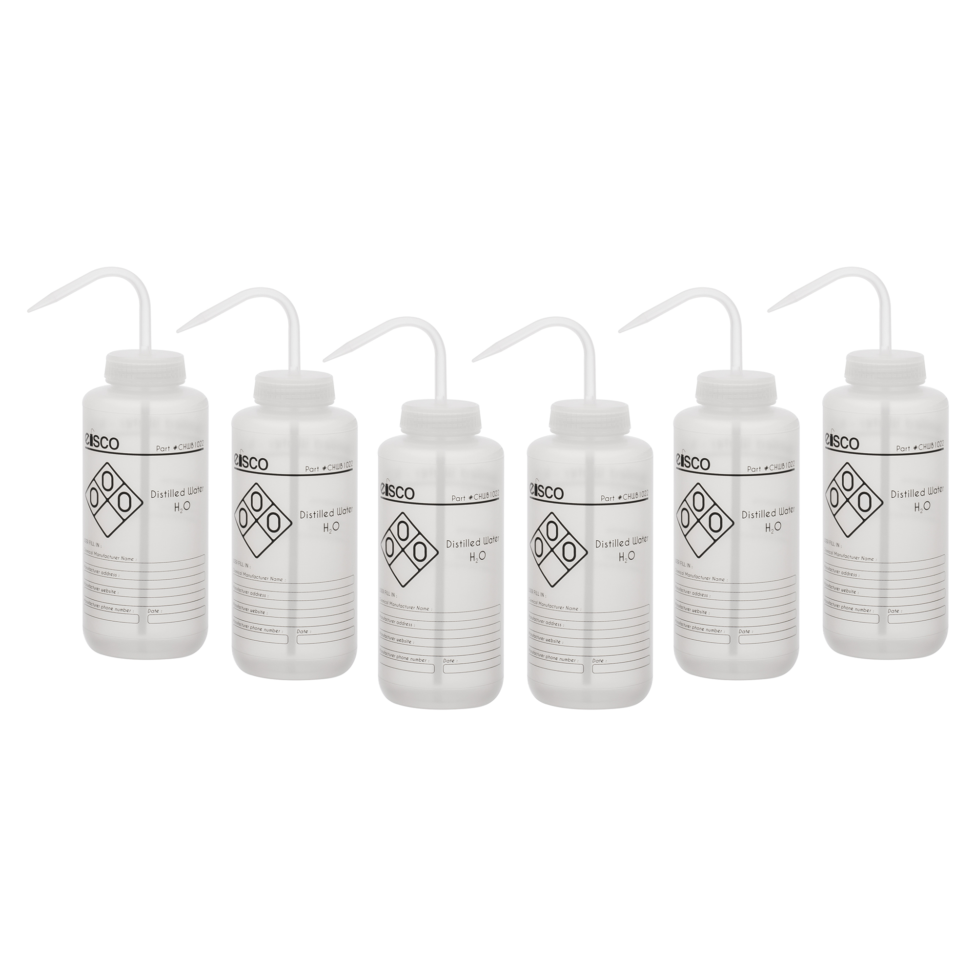 Performance Plastic Chemical Wash Bottles, 1000 ml, 1 Color Label, Eisco Scientific