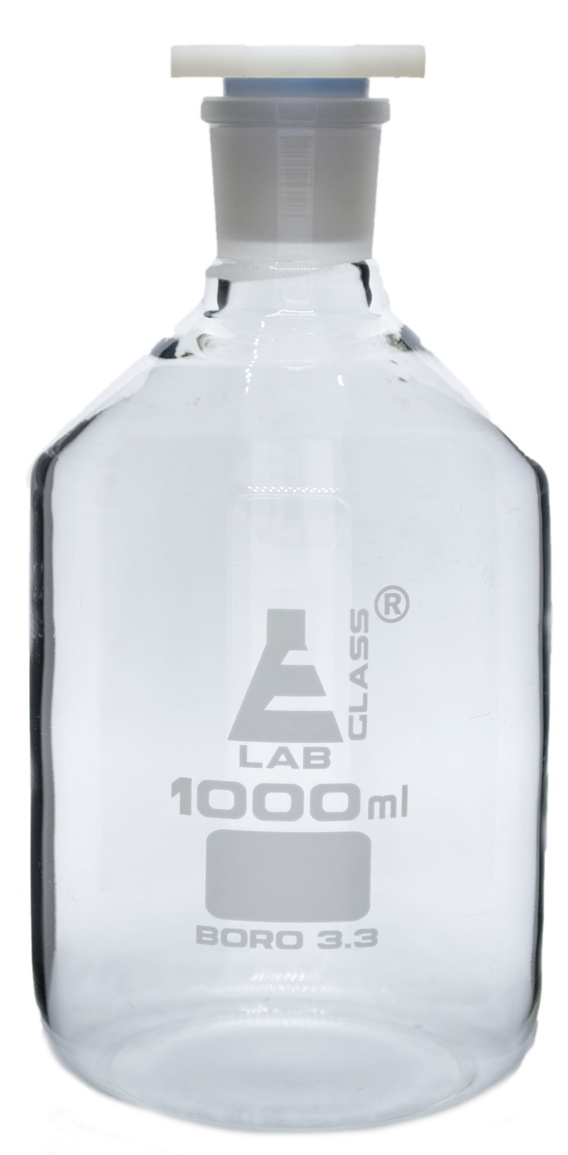 Eisco LabGlass® Reagent Bottles with Polypropylene Stopper, Narrow Mouth