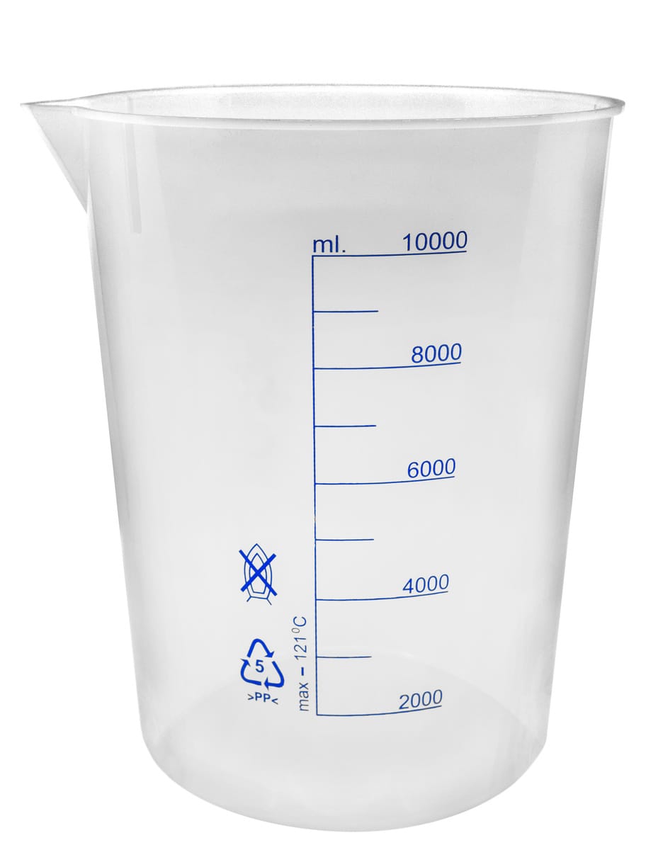 Eisco Plastic Graduated Beaker, 10000 ml
