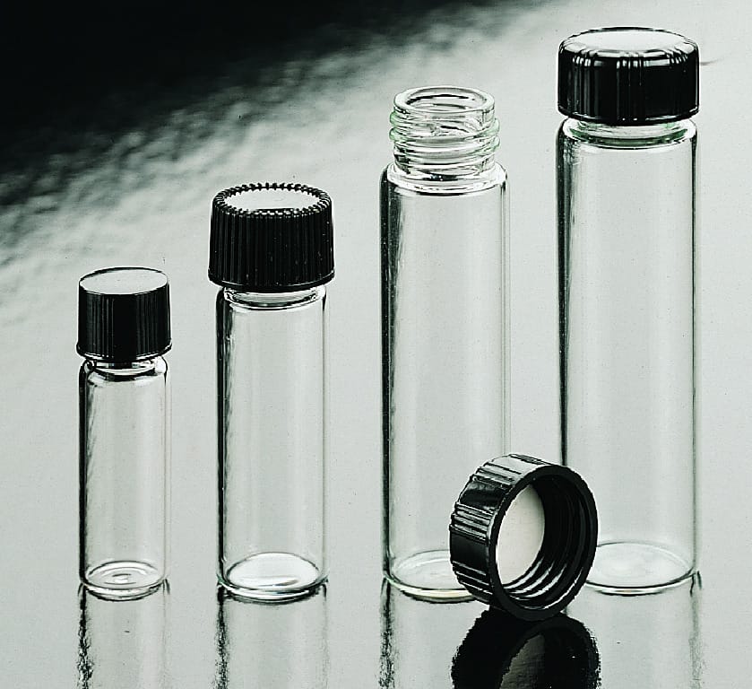 Short Glass Vials with Screw Caps