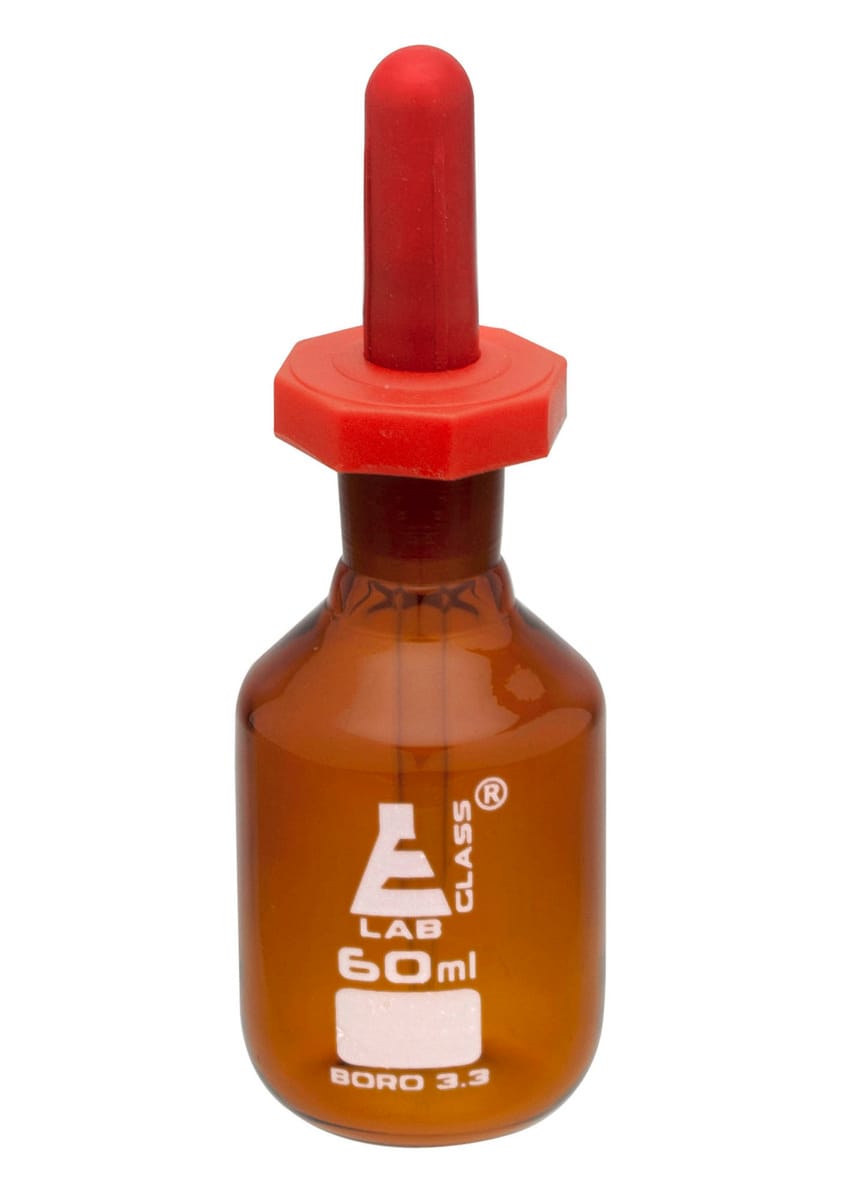 Eisco Amber Glass Dropping Bottles HDPE Stopper Head