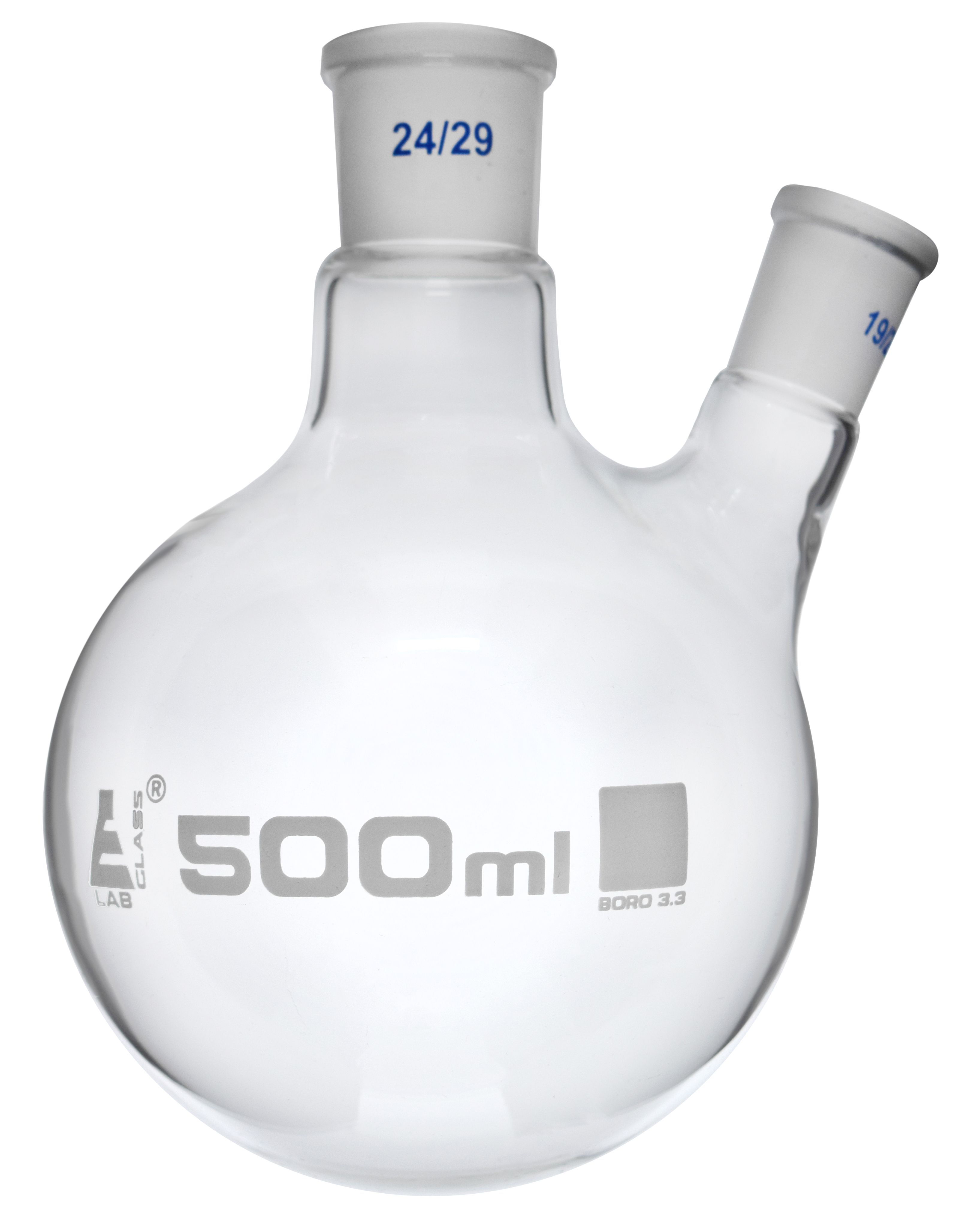 Eisco LabGlass® Distilling Flasks with Oblique Neck, Round Bottom, Interchangable Joints