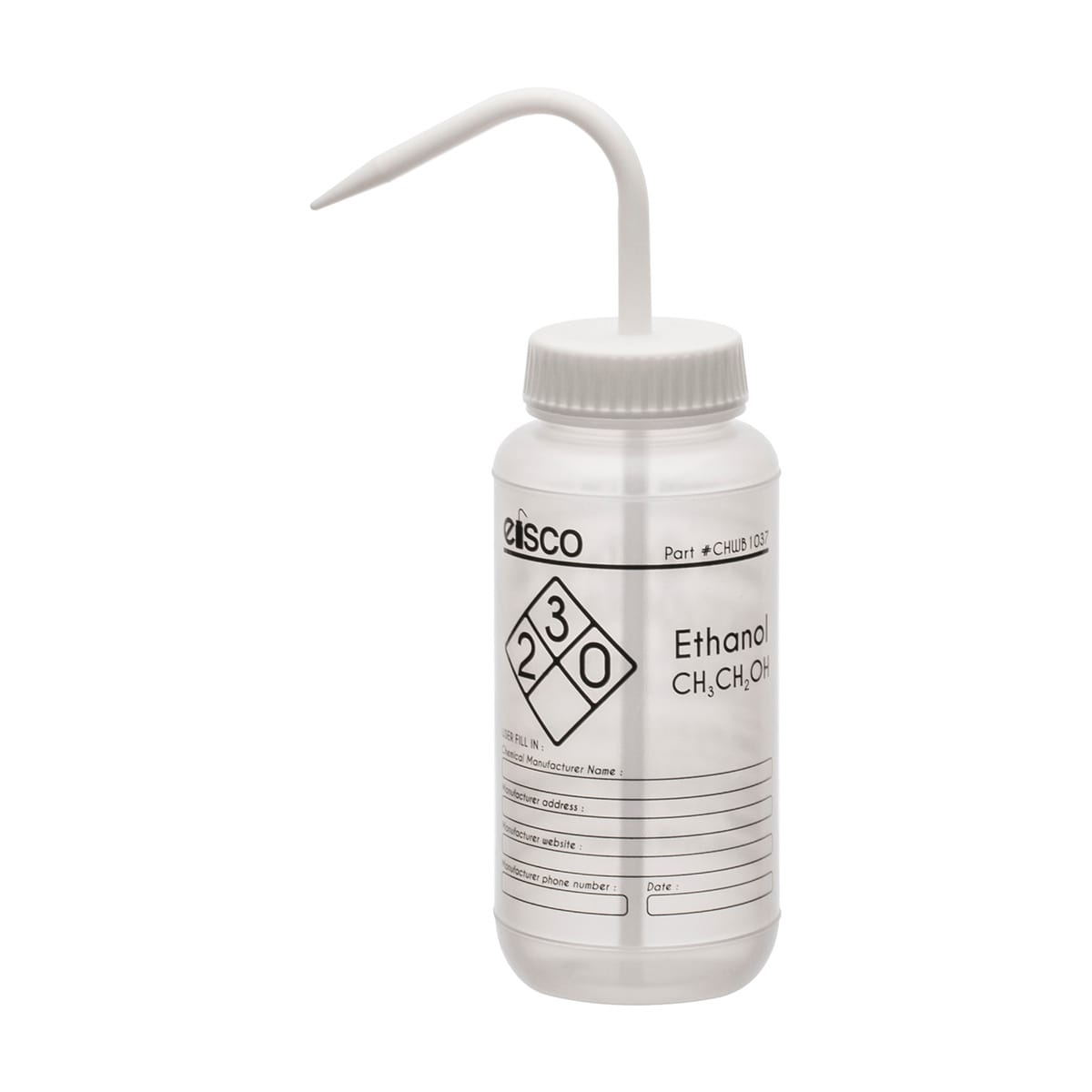 Performance Plastic Chemical Wash Bottles, 500 ml, 1 Color Label, Eisco Scientific