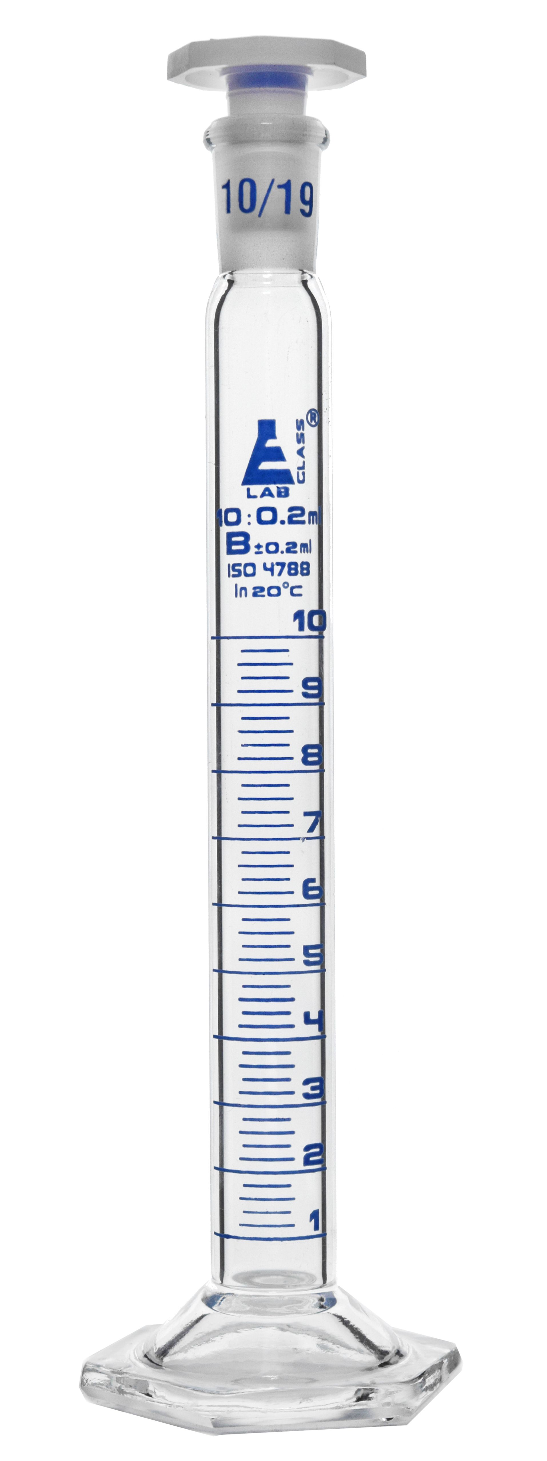 Eisco Glass Graduated Cylinders with Stopper and Hexagonal Base - Class B