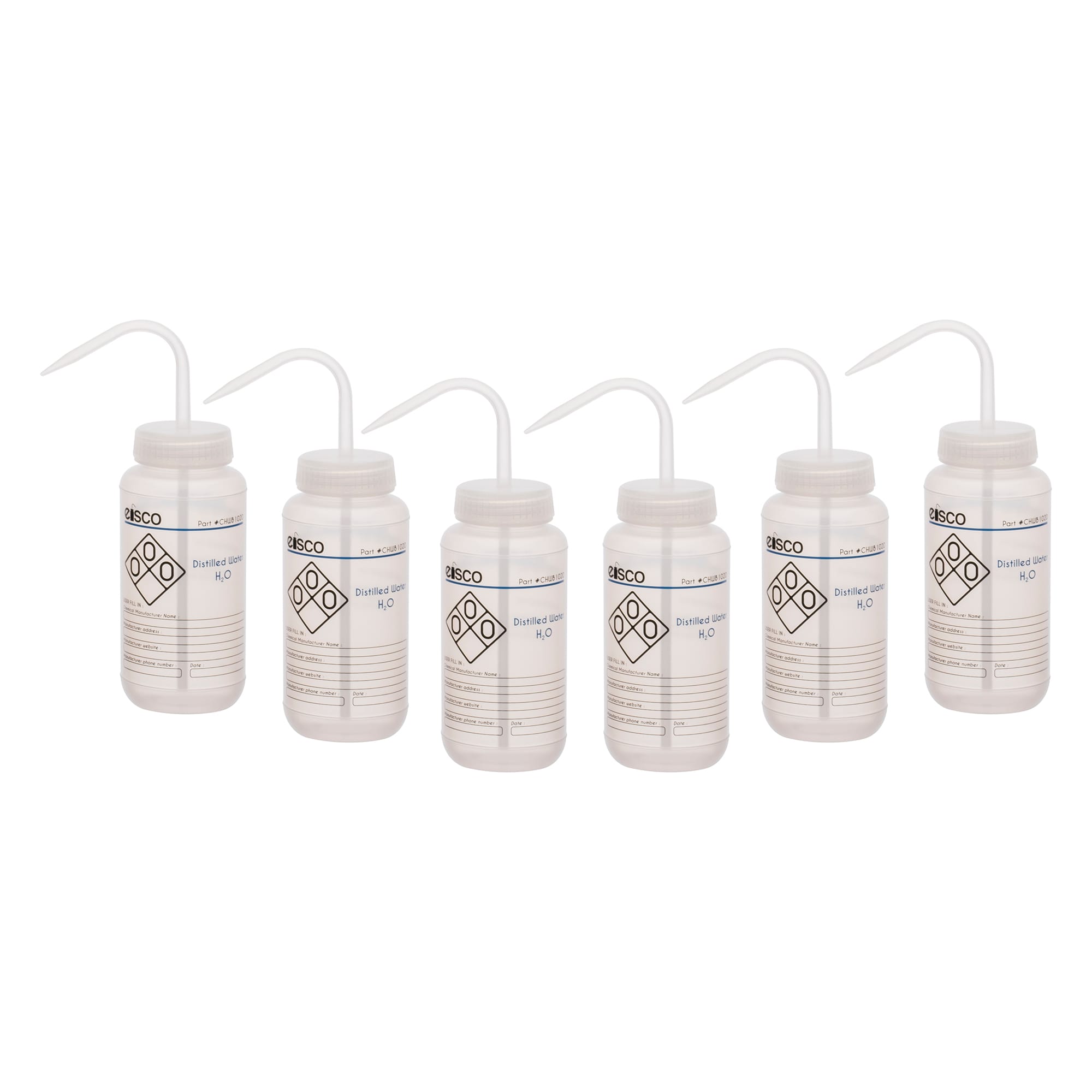 Performance Plastic Chemical Wash Bottles, 500 ml, 2 Color Label