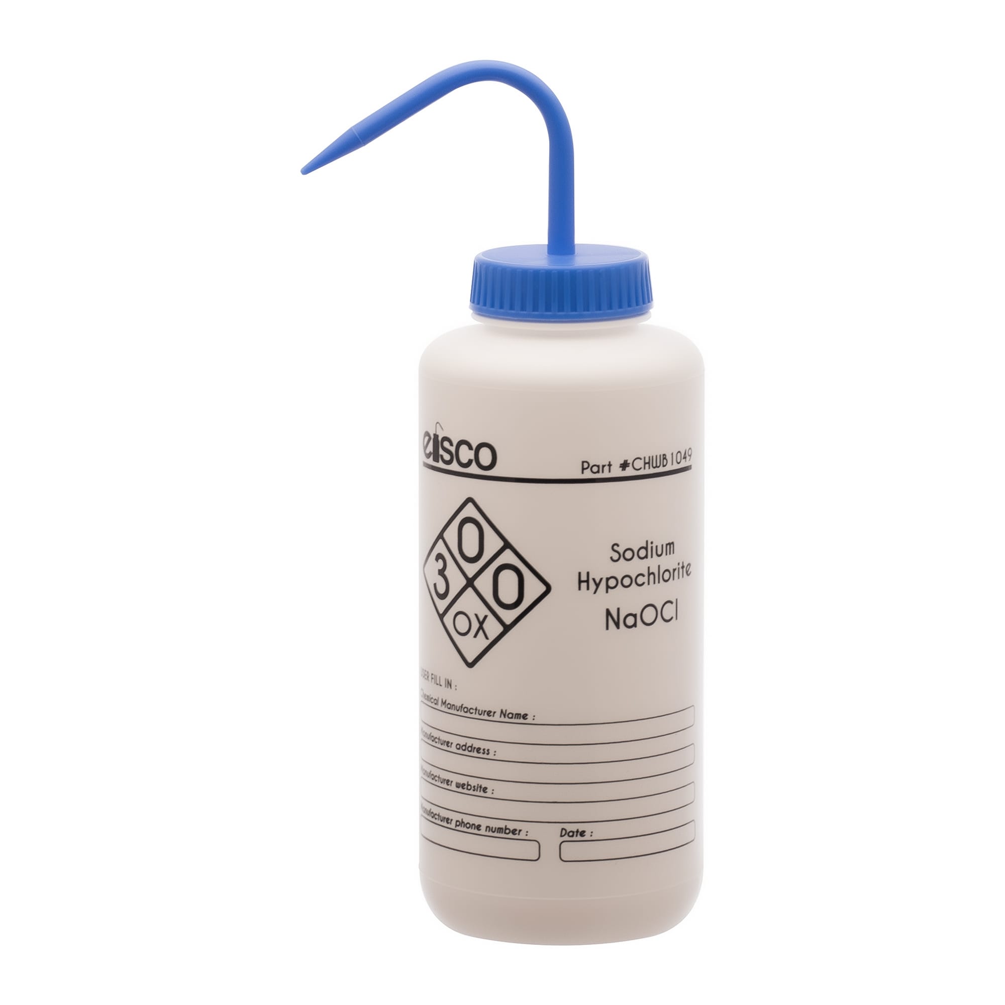 Performance Plastic Chemical Wash Bottles, 1000 ml, 1 Color Label, Eisco Scientific