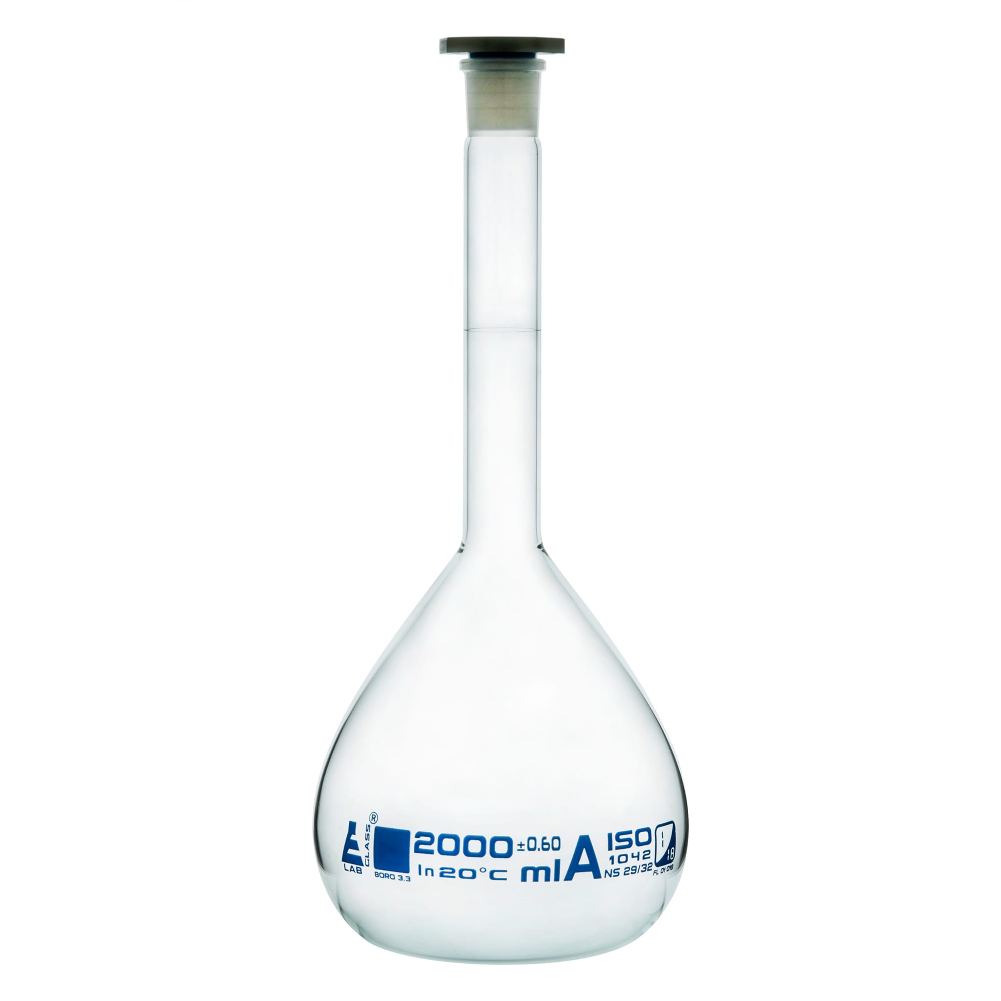 Eisco Glass Volumetric Flasks with Plastic Stopper, Class A