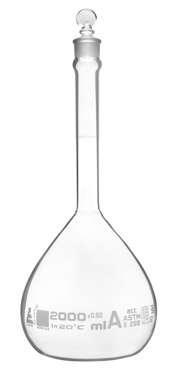 Eisco Glass Volumetric Flasks with Glass Stopper, ASTM Class A