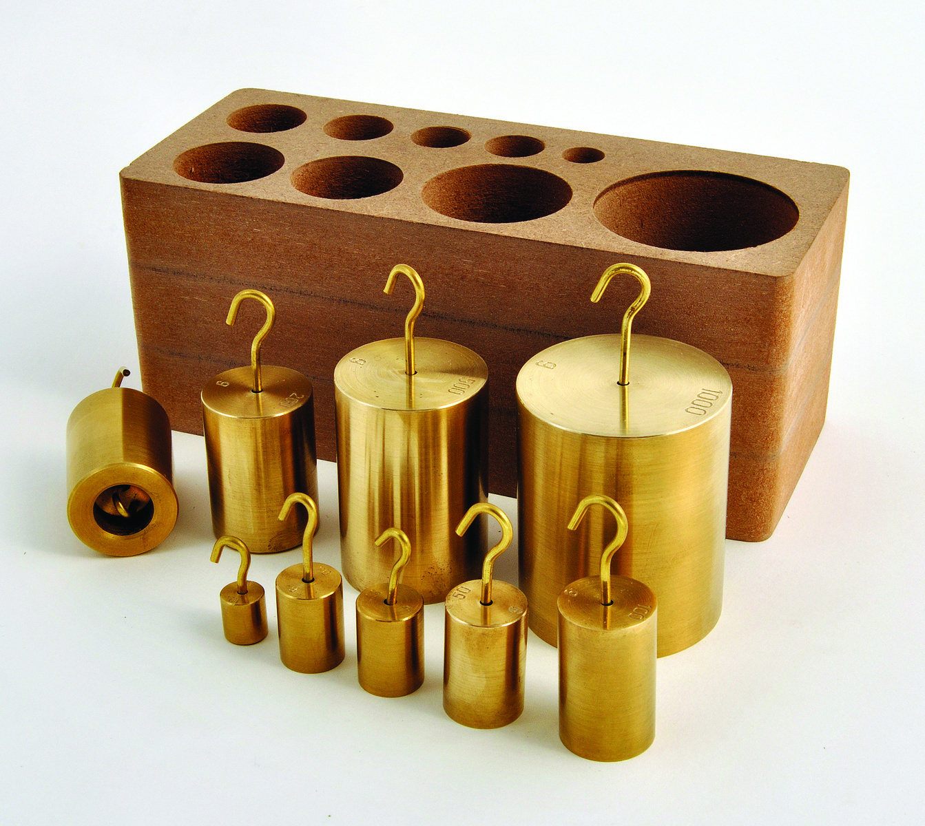 Hooked Double-Ended Brass Weight Set of 9