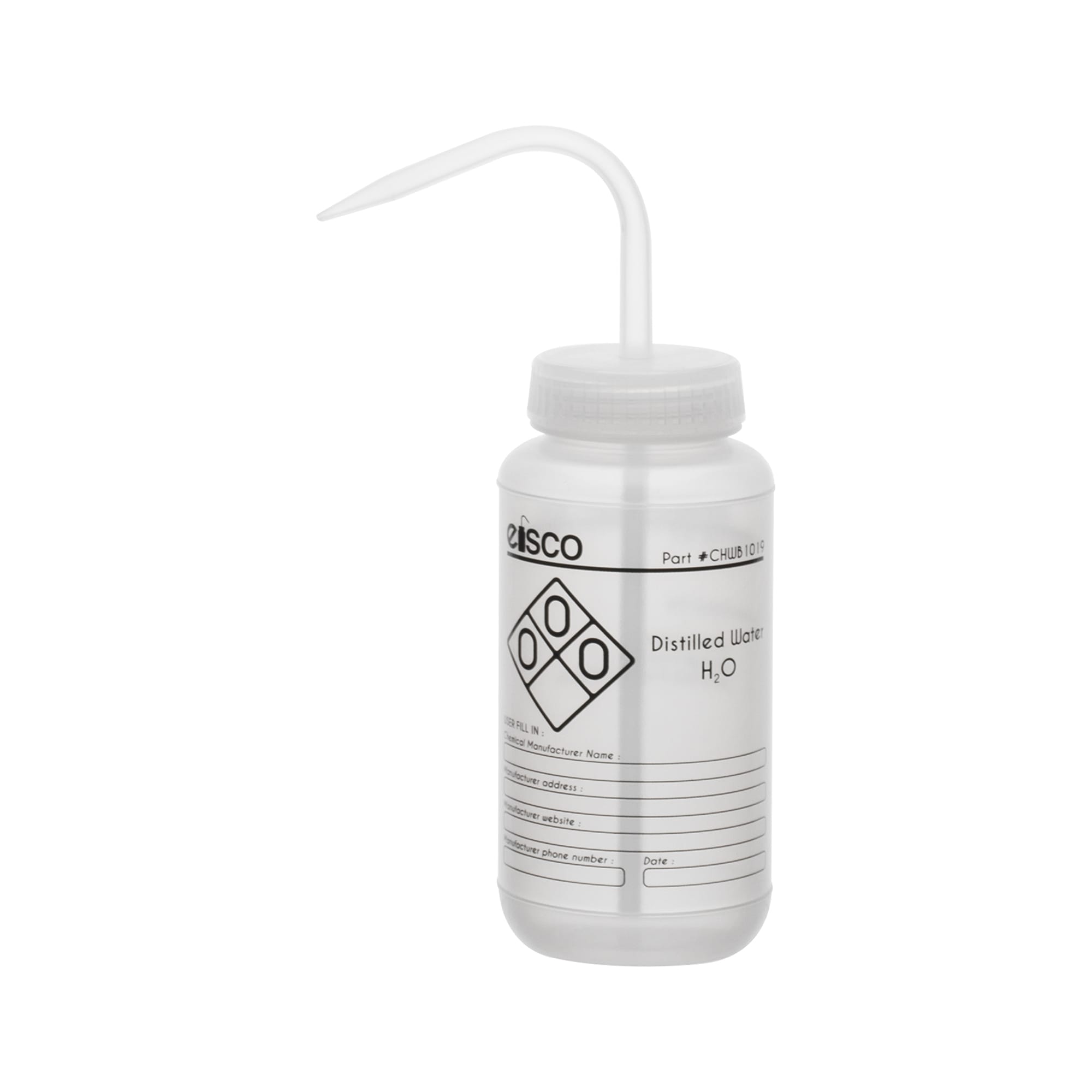 Performance Plastic Chemical Wash Bottles, 500 ml, 1 Color Label, Eisco Scientific